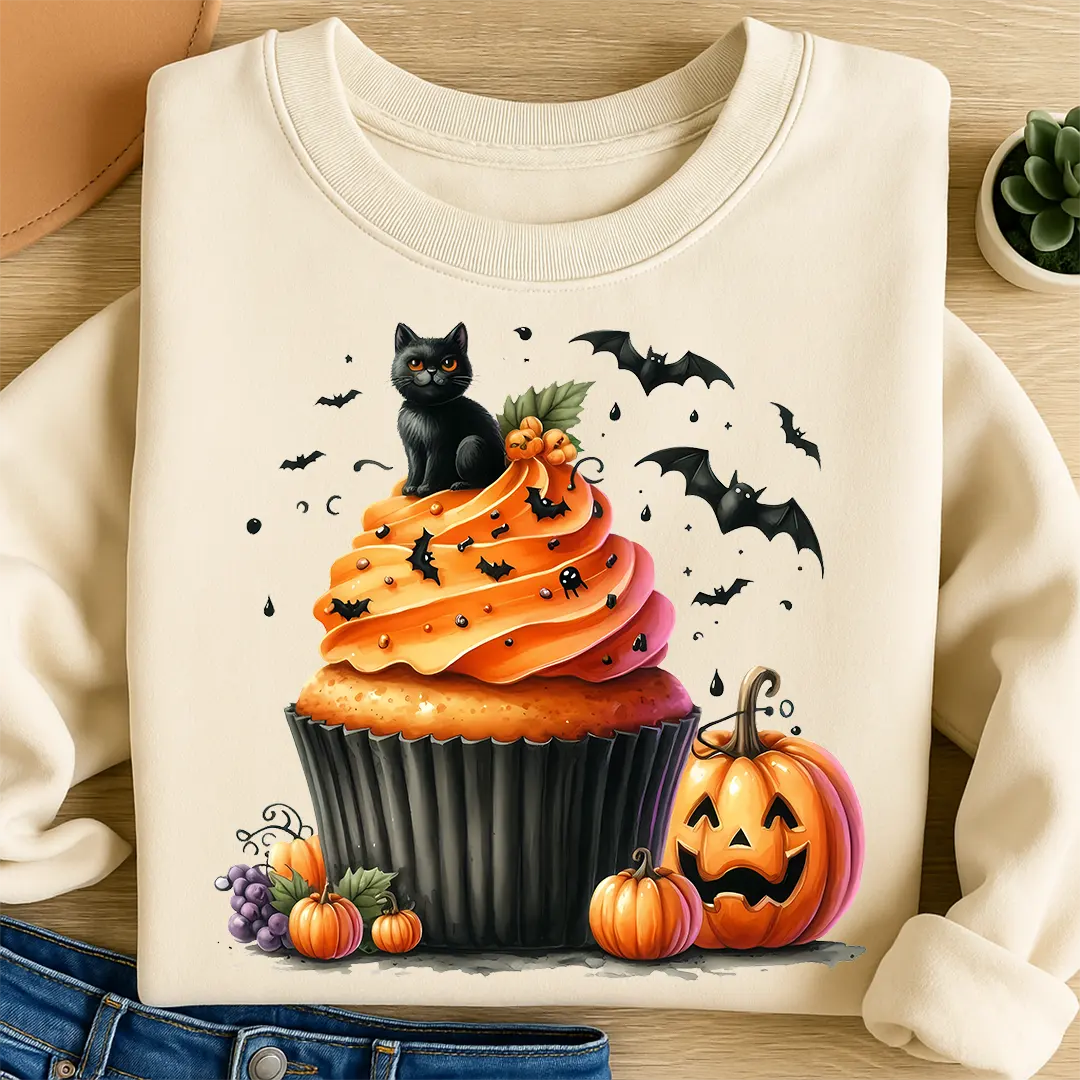 Bügelbild Halloween Cupcake Magic Cat