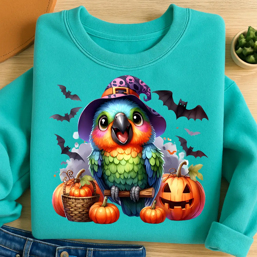 Bügelbild Halloween Papagei Bunti