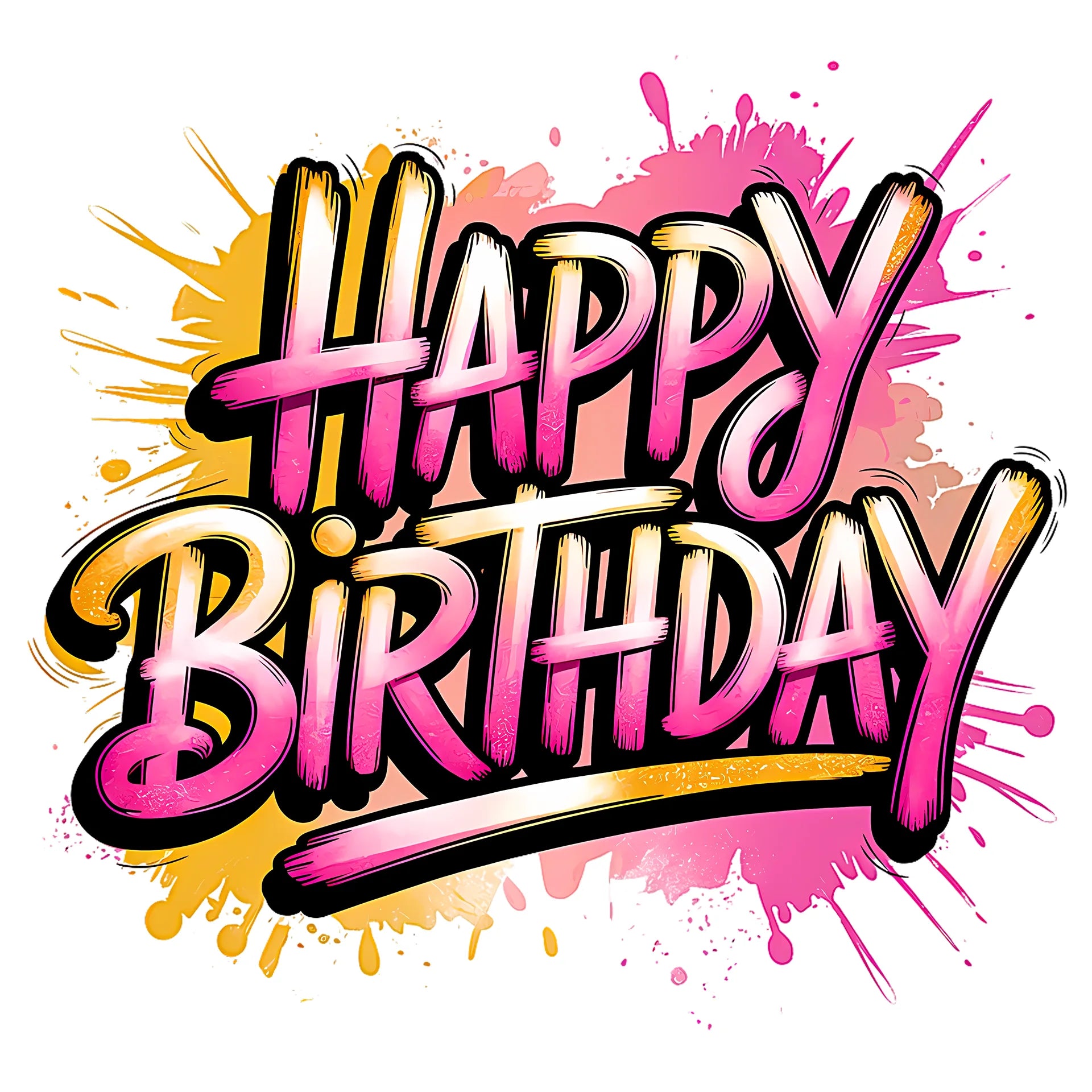 Bügelbild Happy Birthday Pink Splash