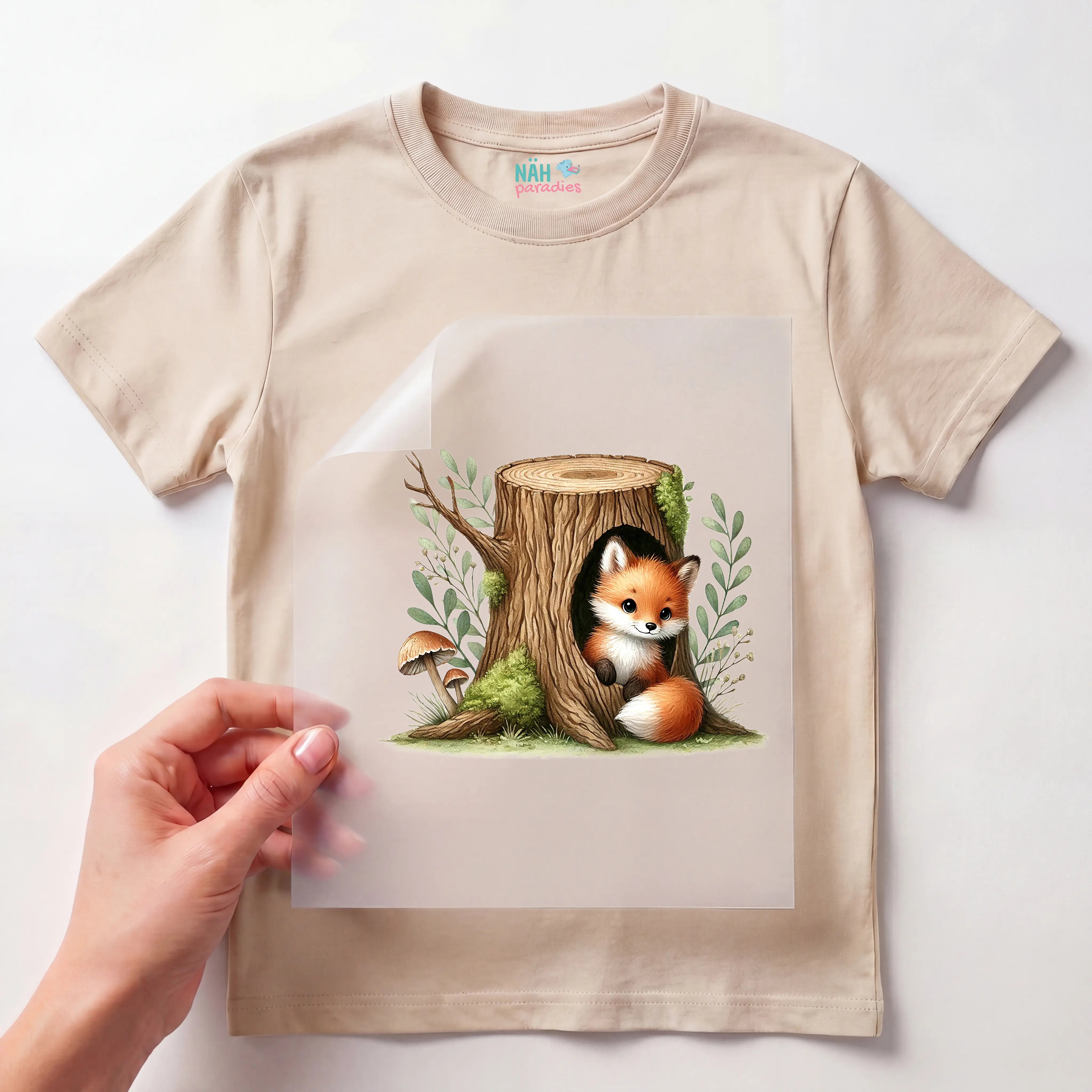 Bügelbild Baby Fuchs Herbsthöhle