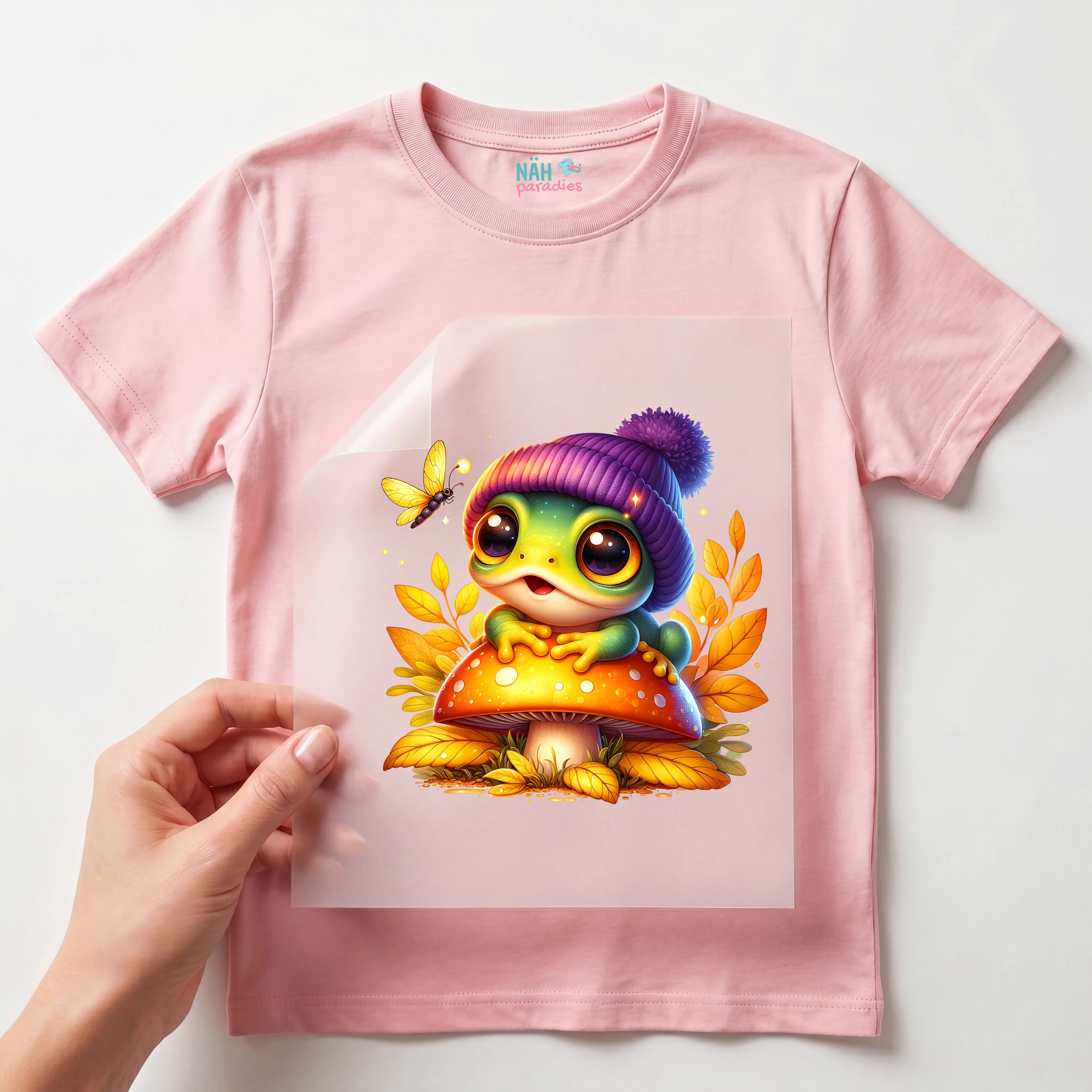 Bügelbild Frosch Frigo Fliegenpilz