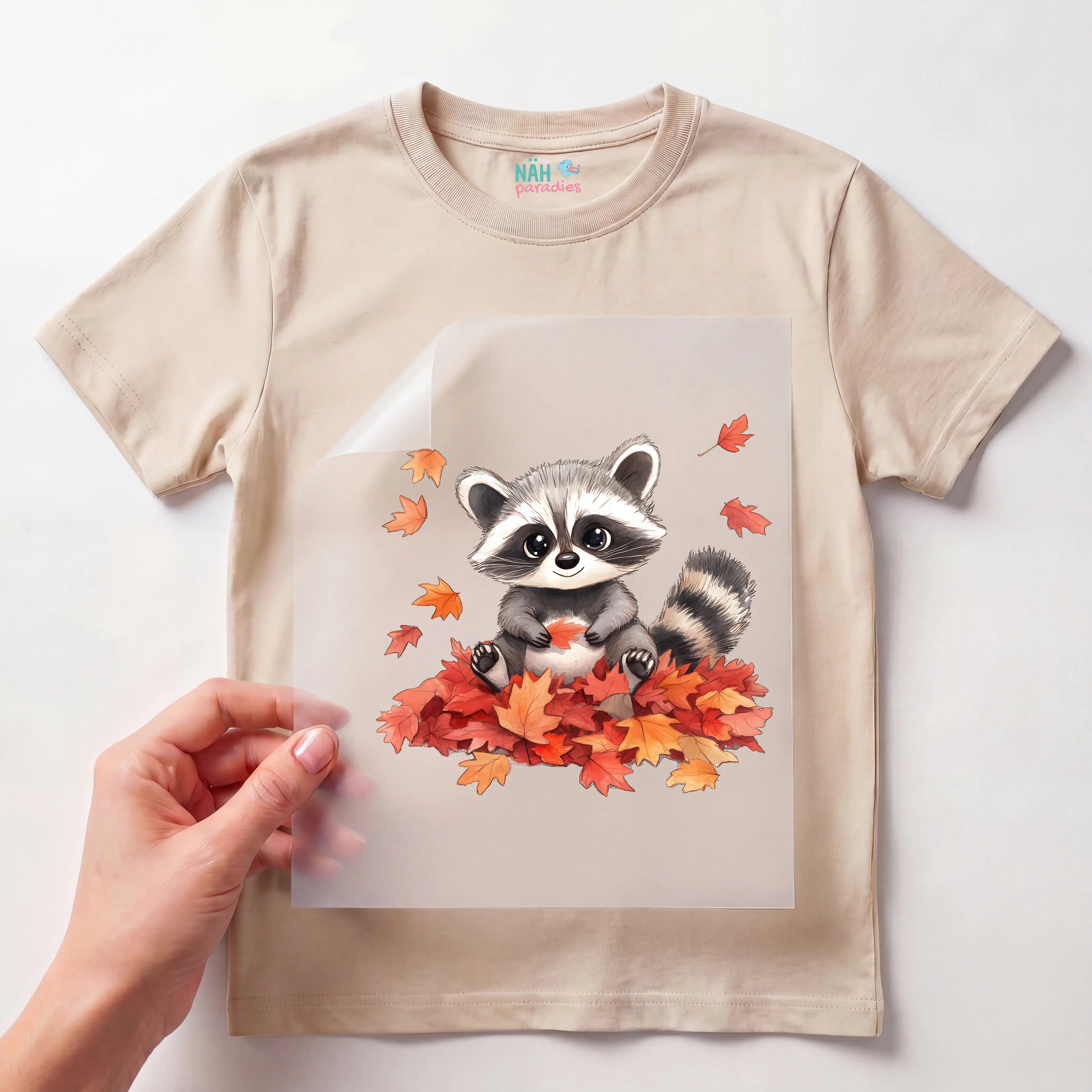 Bügelbild Waschbär Goldherbst