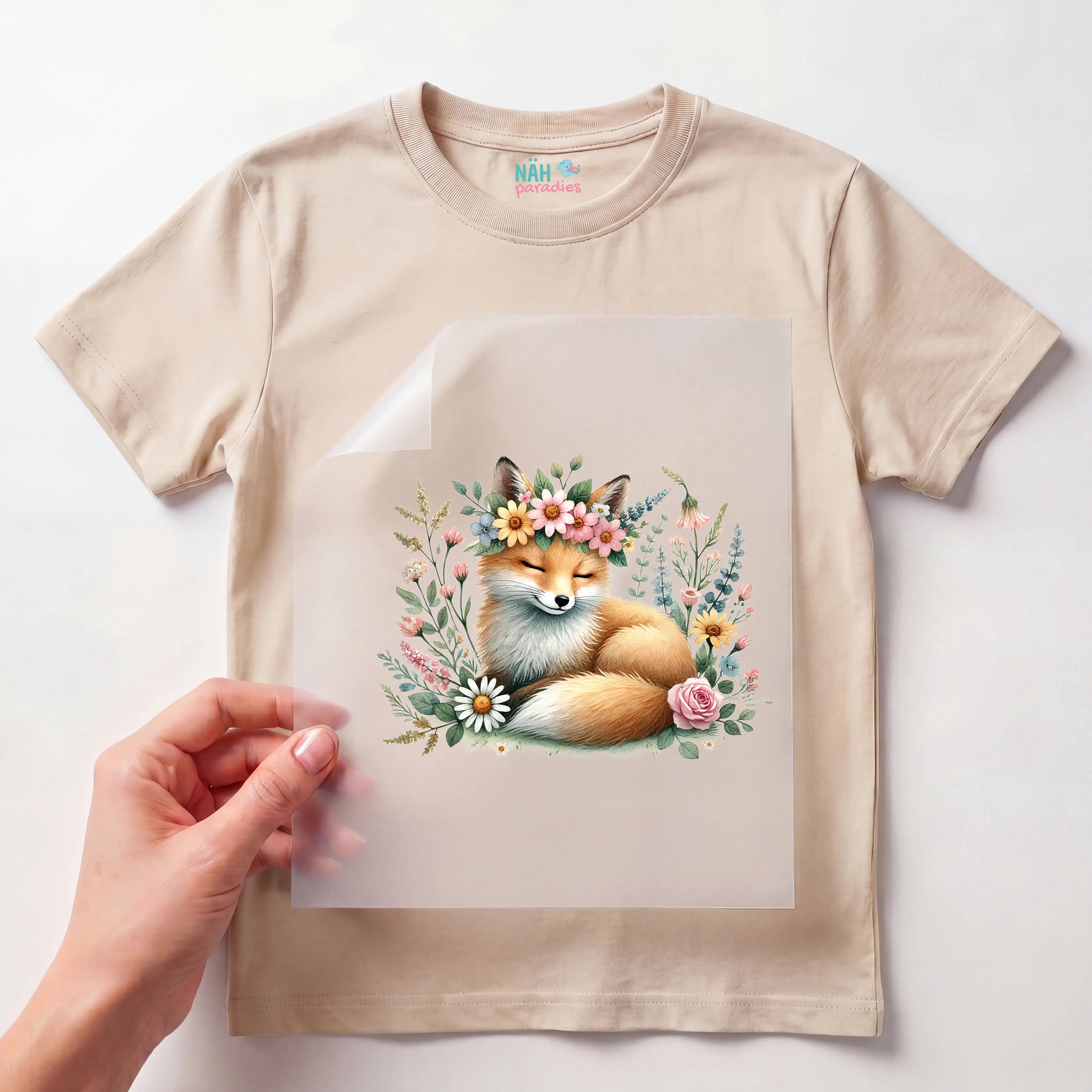 Bügelbild Fuchs Schlafendes Blütenkind
