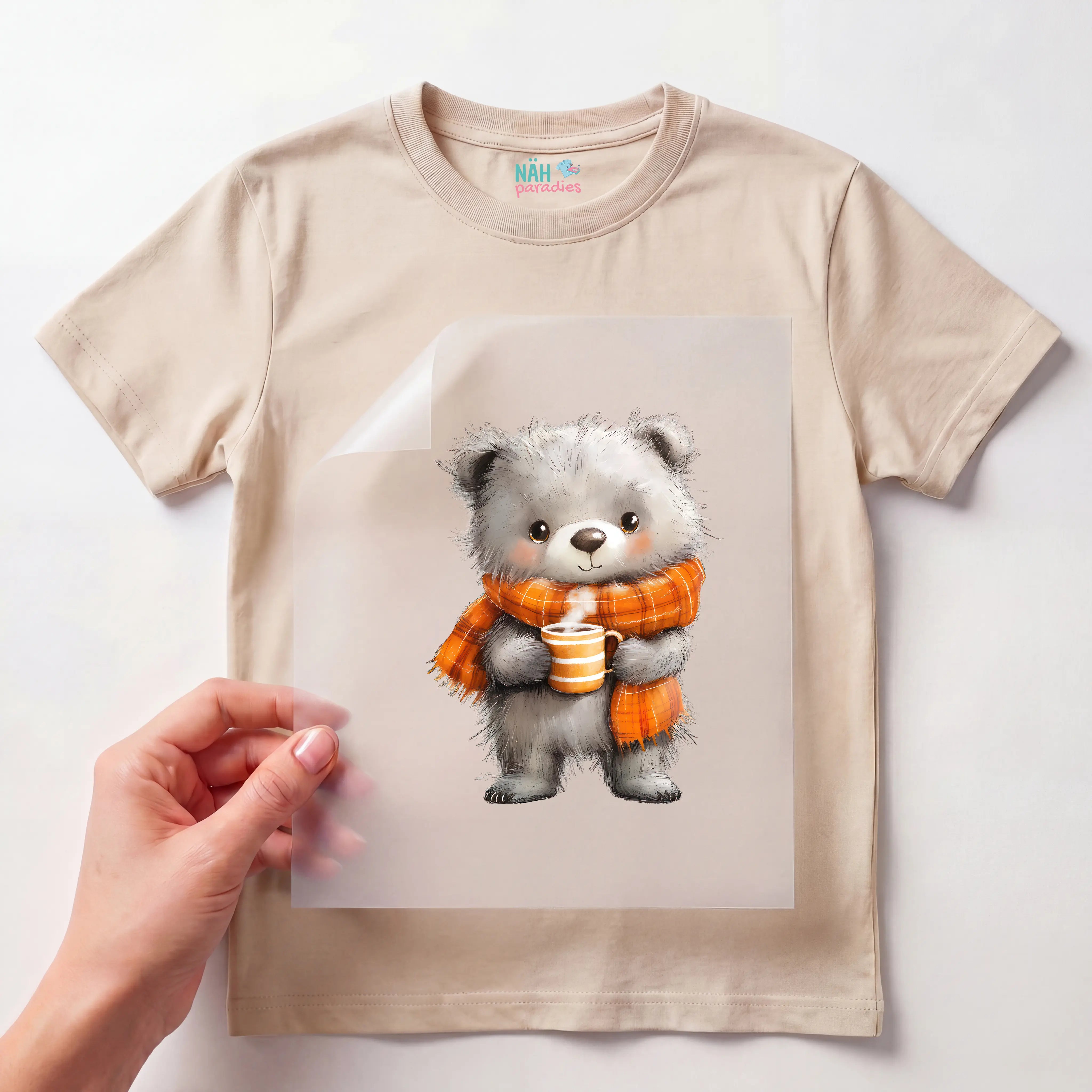 Bügelbild Kaffeekuss Bär
