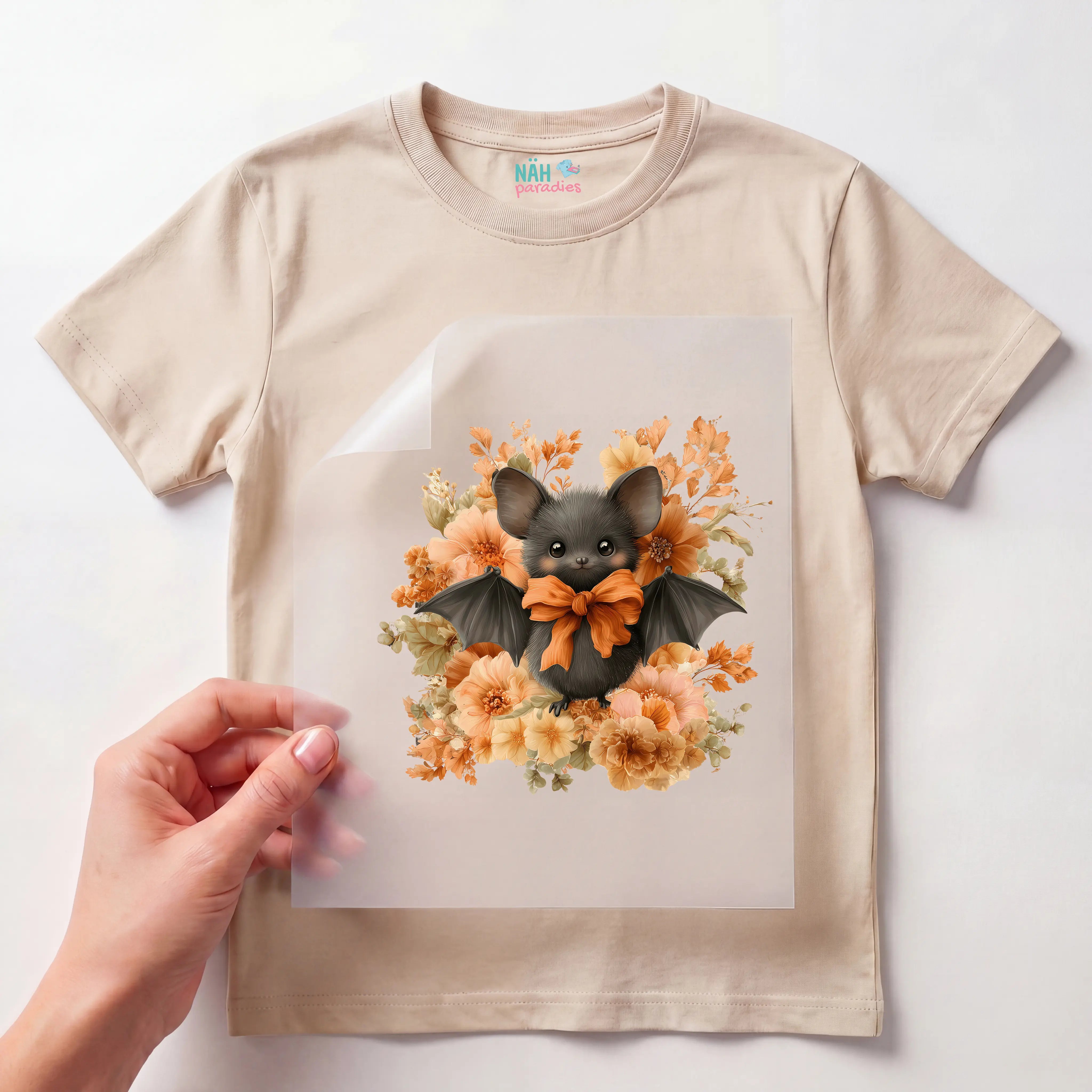 Bügelbild Süße Fledermaus Herbstblüte