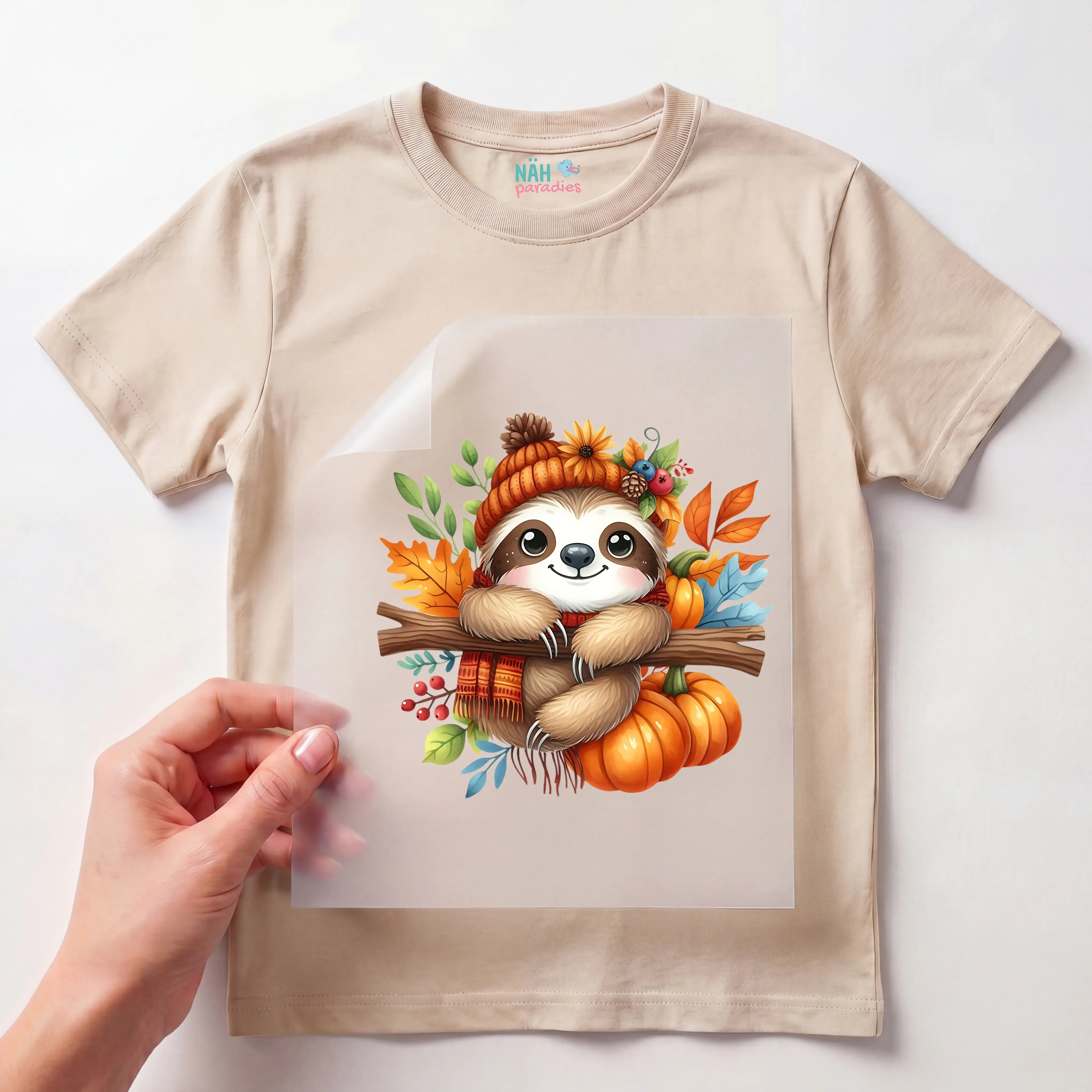 Bügelbild Herbstliches Faultier Chillzeit