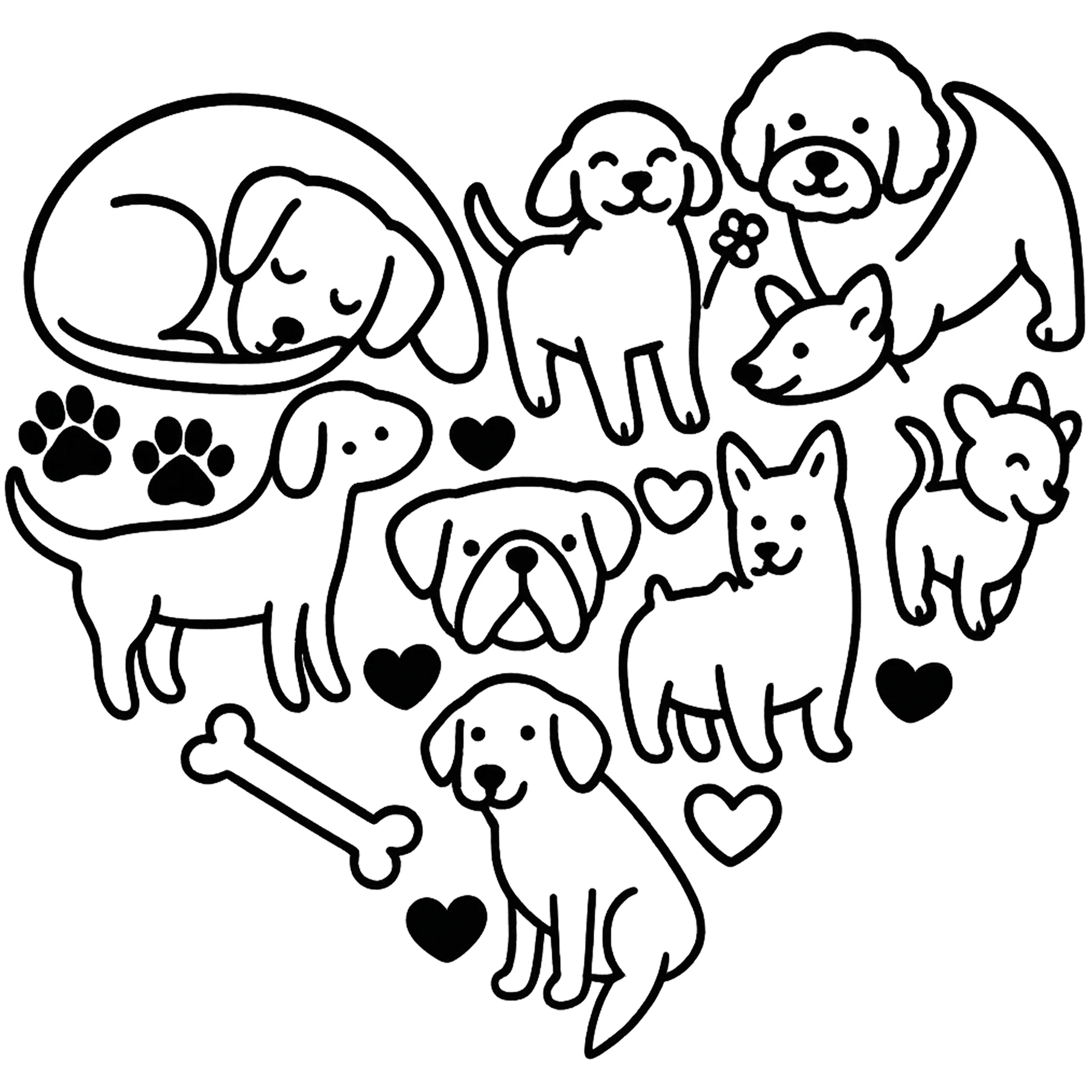 Bügelbild Hunde im Herz - S