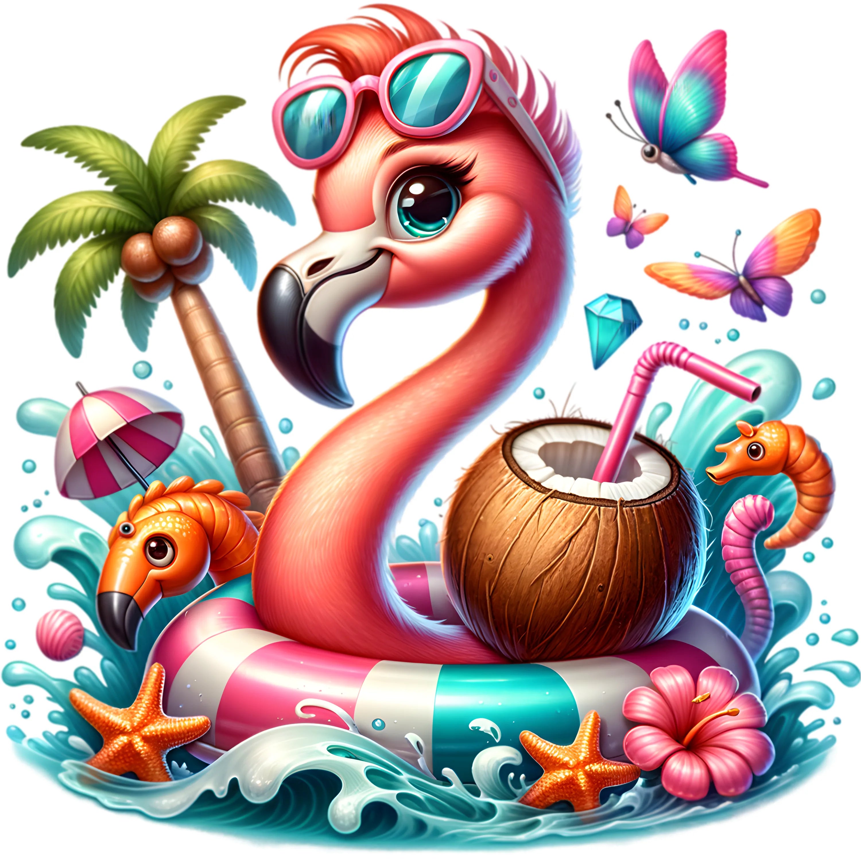 Bügelbild karibischer Flamingo Mumpel