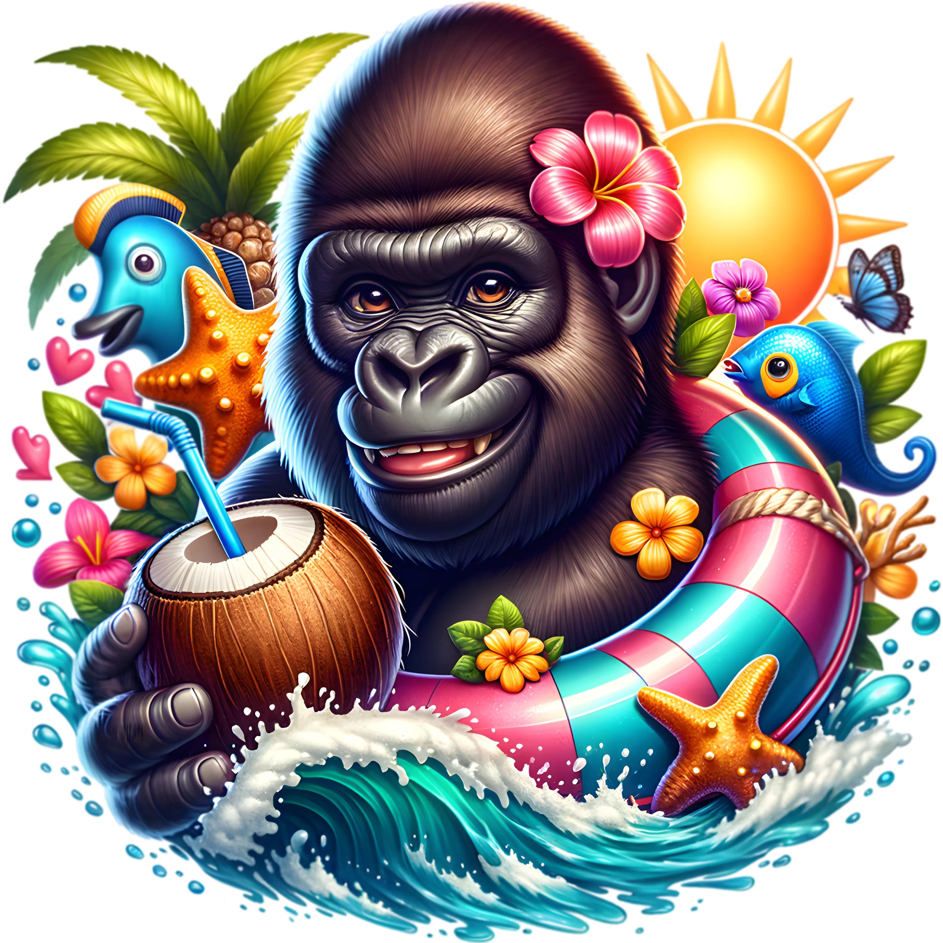 Bügelbild karibischer Gorilla Bobo