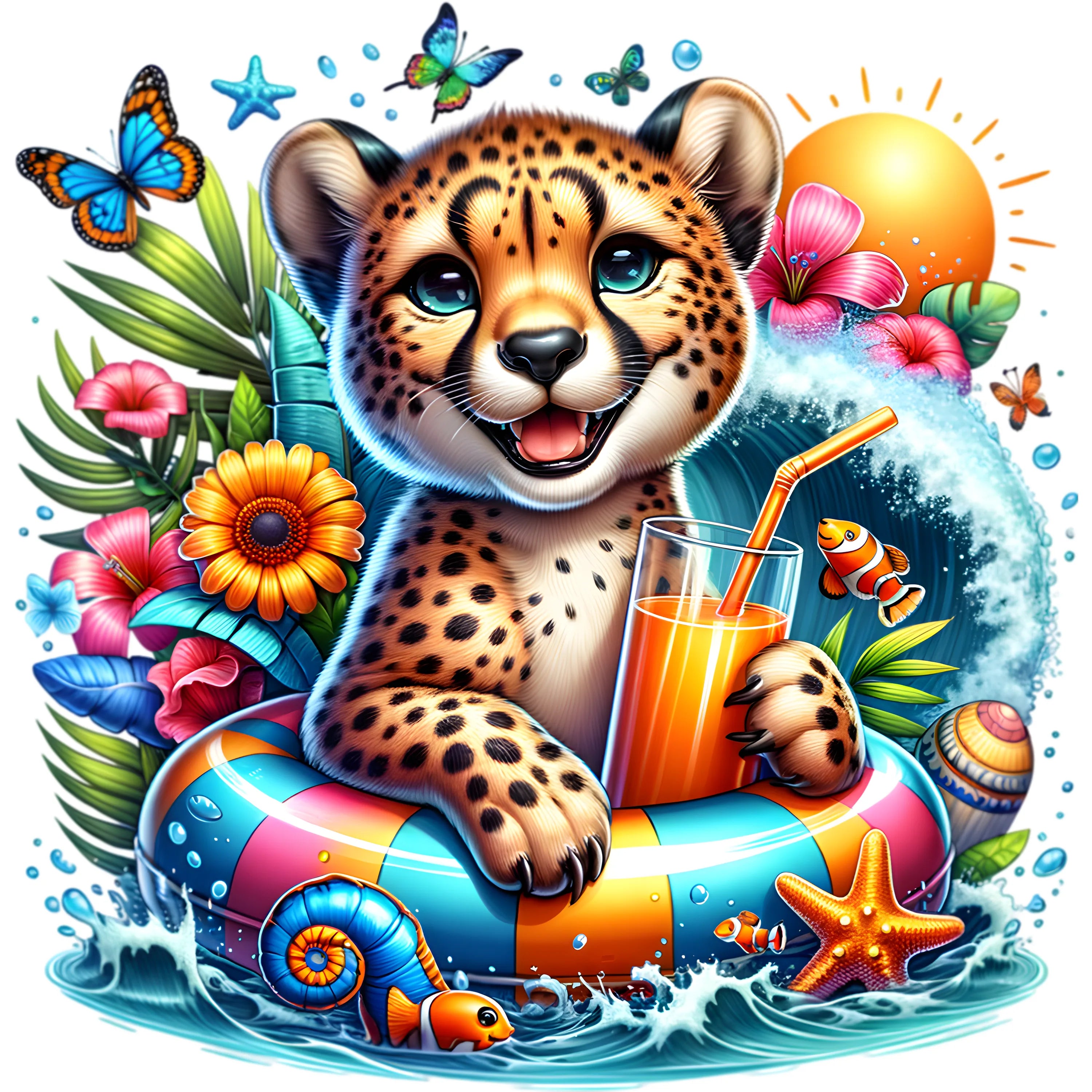 Bügelbild karibischer Leopard Schnuffel