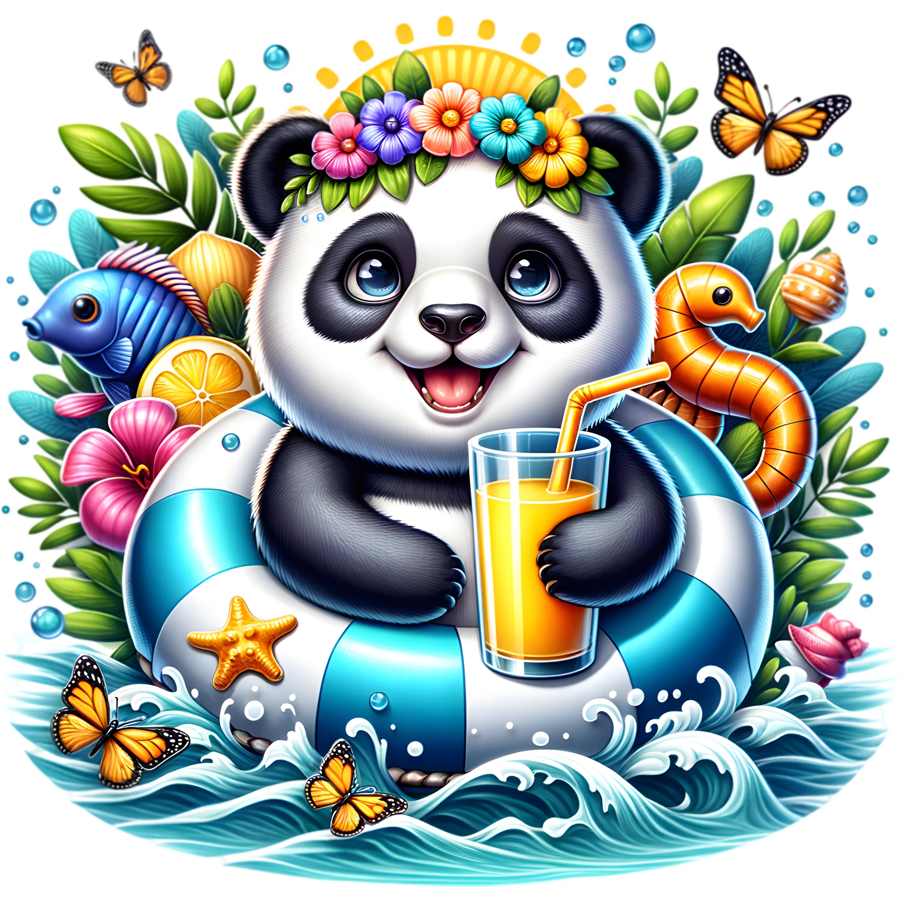 Bügelbild karibischer Panda Krümel