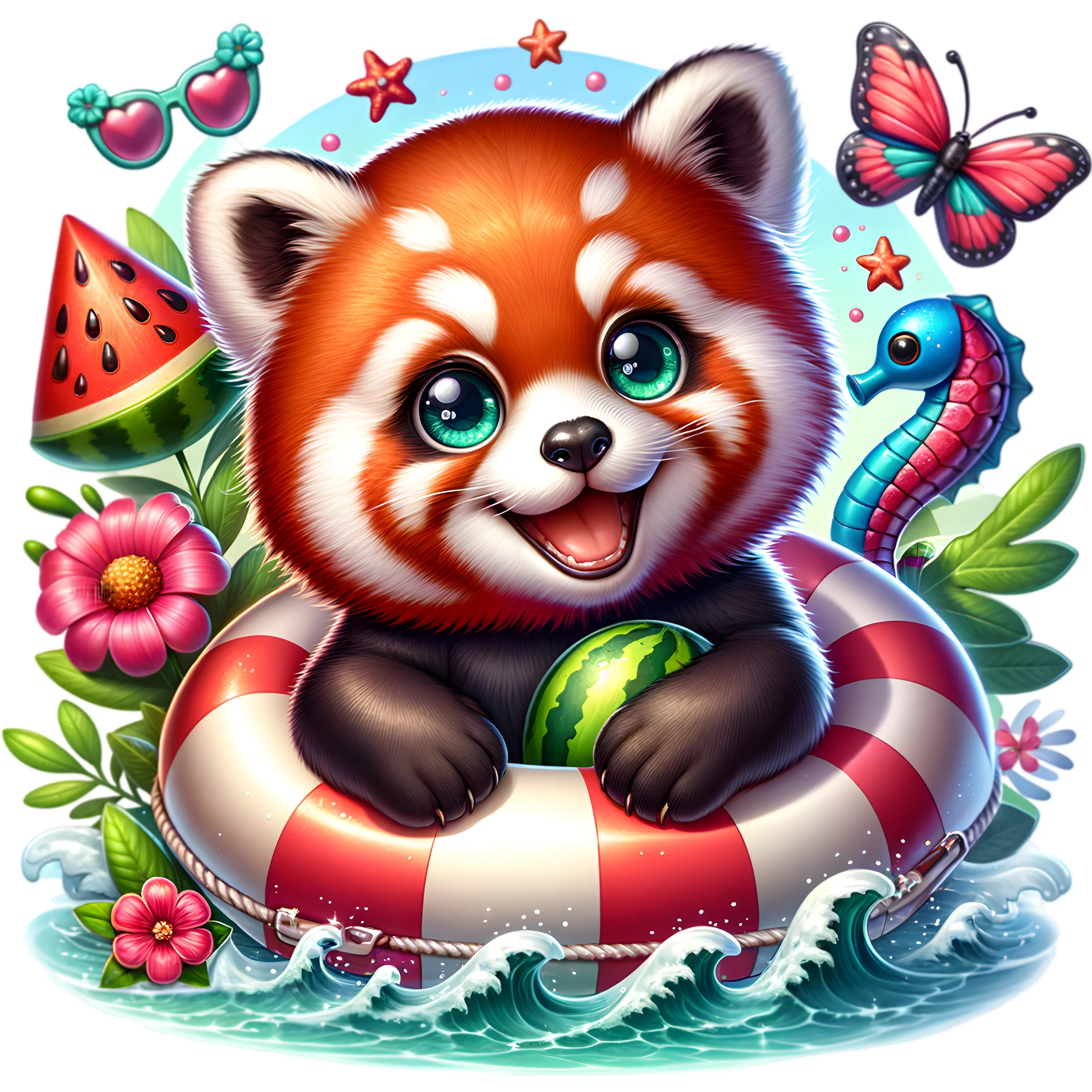 Bügelbild karibischer Roter Panda Wuschel