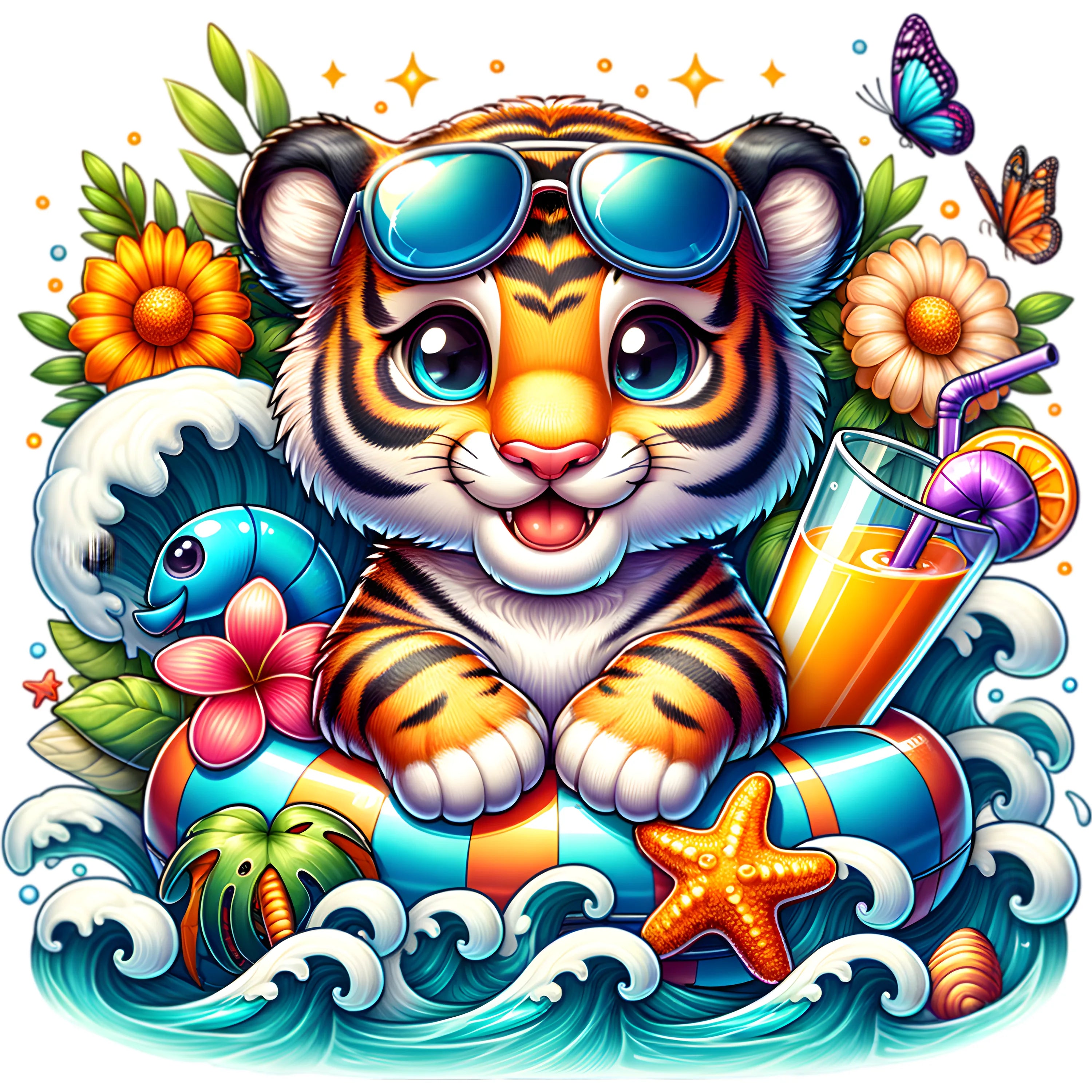 Bügelbild karibischer Tiger Zottel