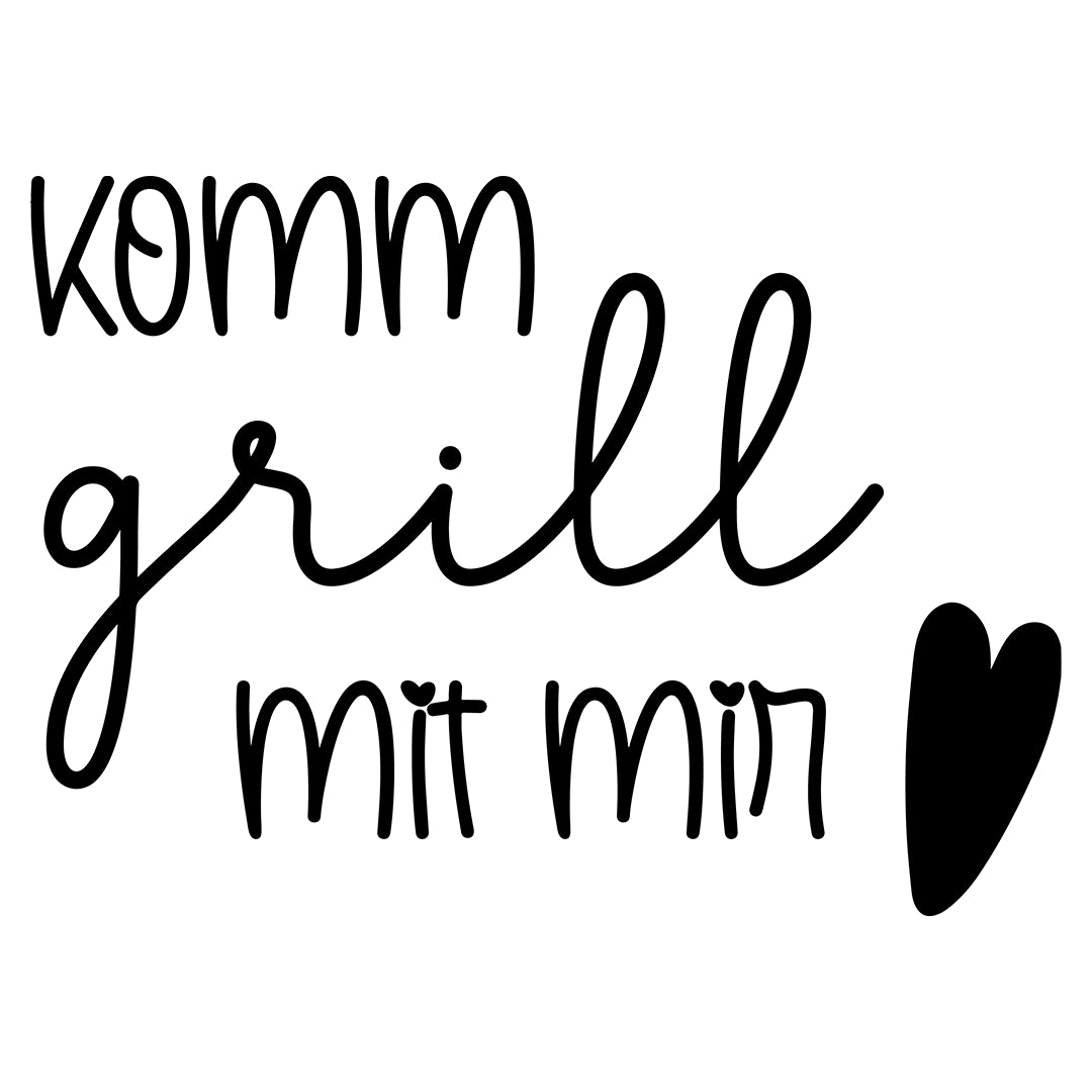 Bügelbild Schriftzug Komm grill mit mir - S