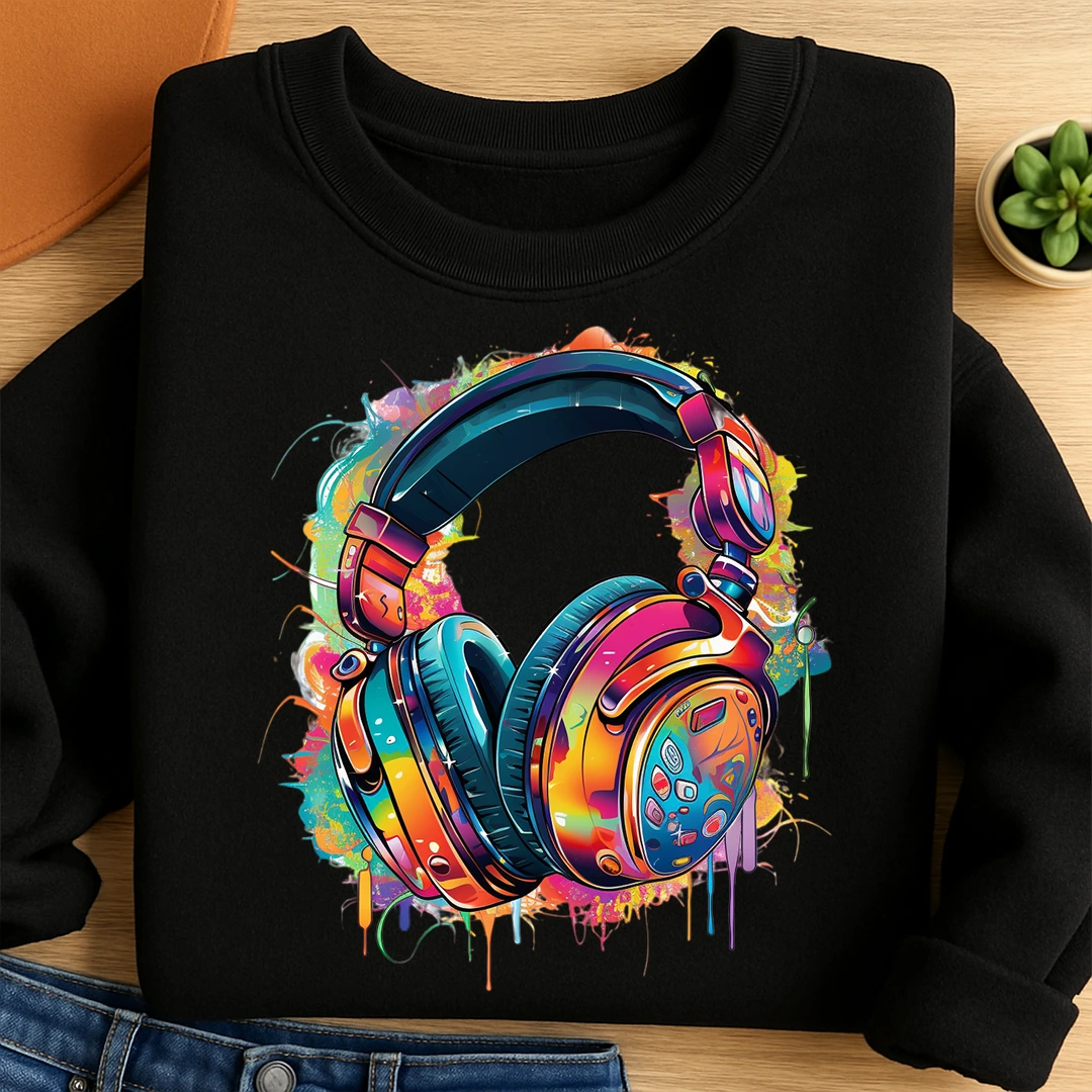 Bügelbild Kopfhörer Bunt