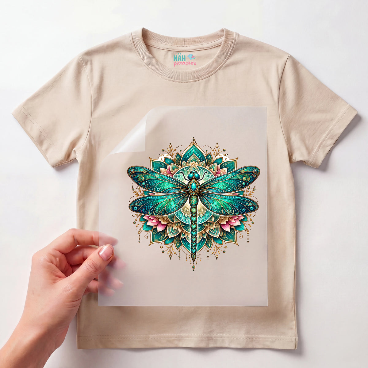 Bügelbild Libelle Mandala Türkis
