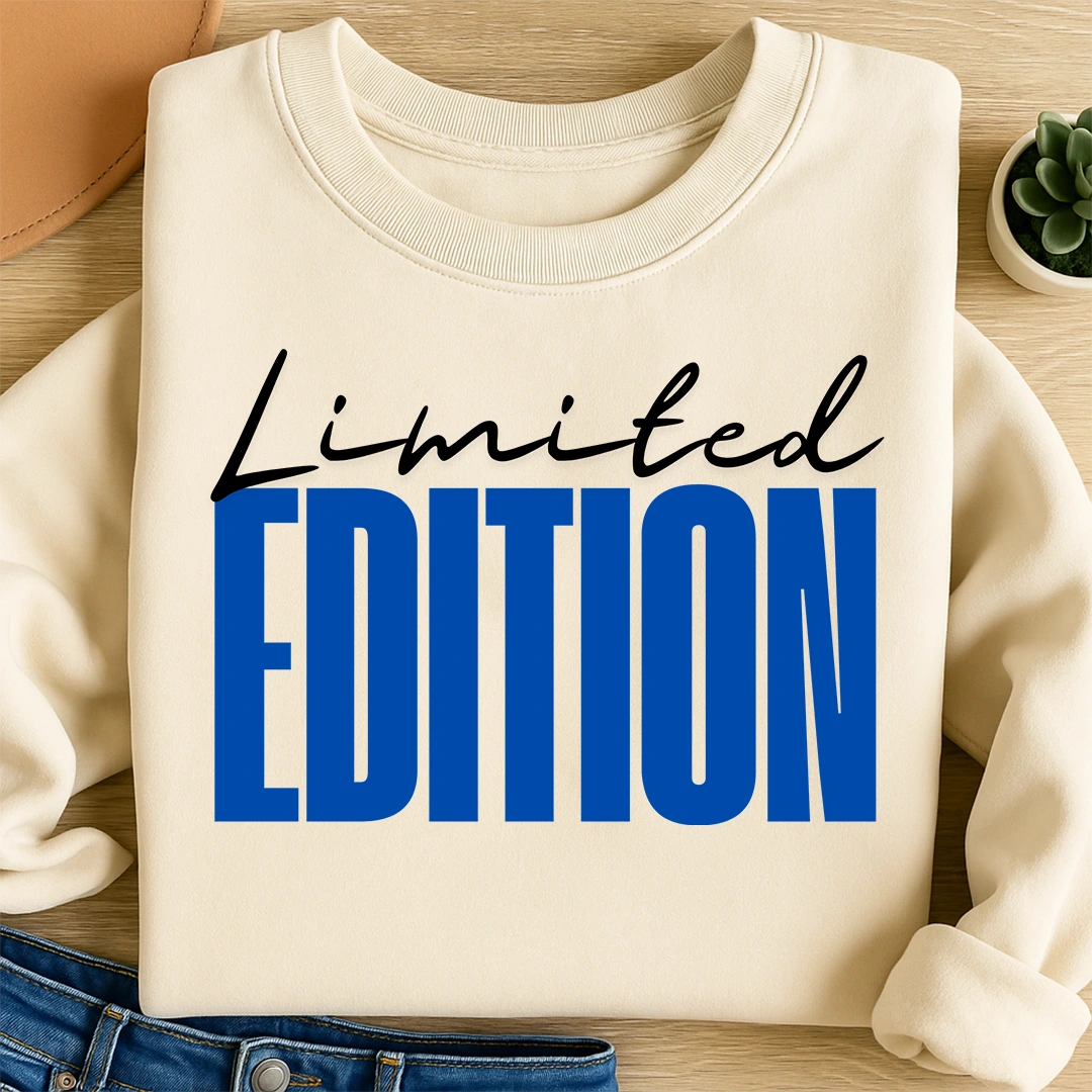 Bügelbild Schriftzug Limited Edition Blau