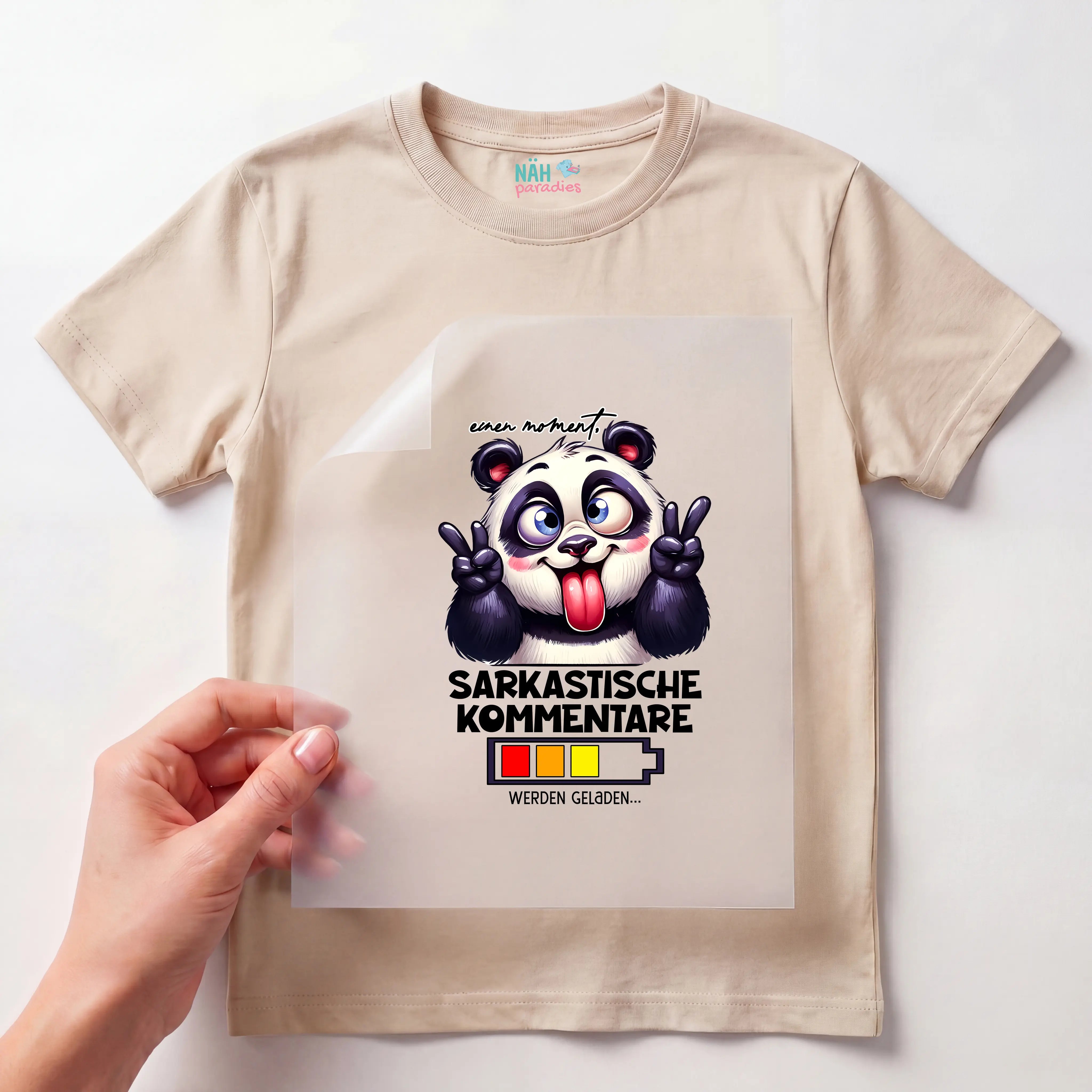 Bügelbild Lustiger Panda "Sarkastische Kommentare"