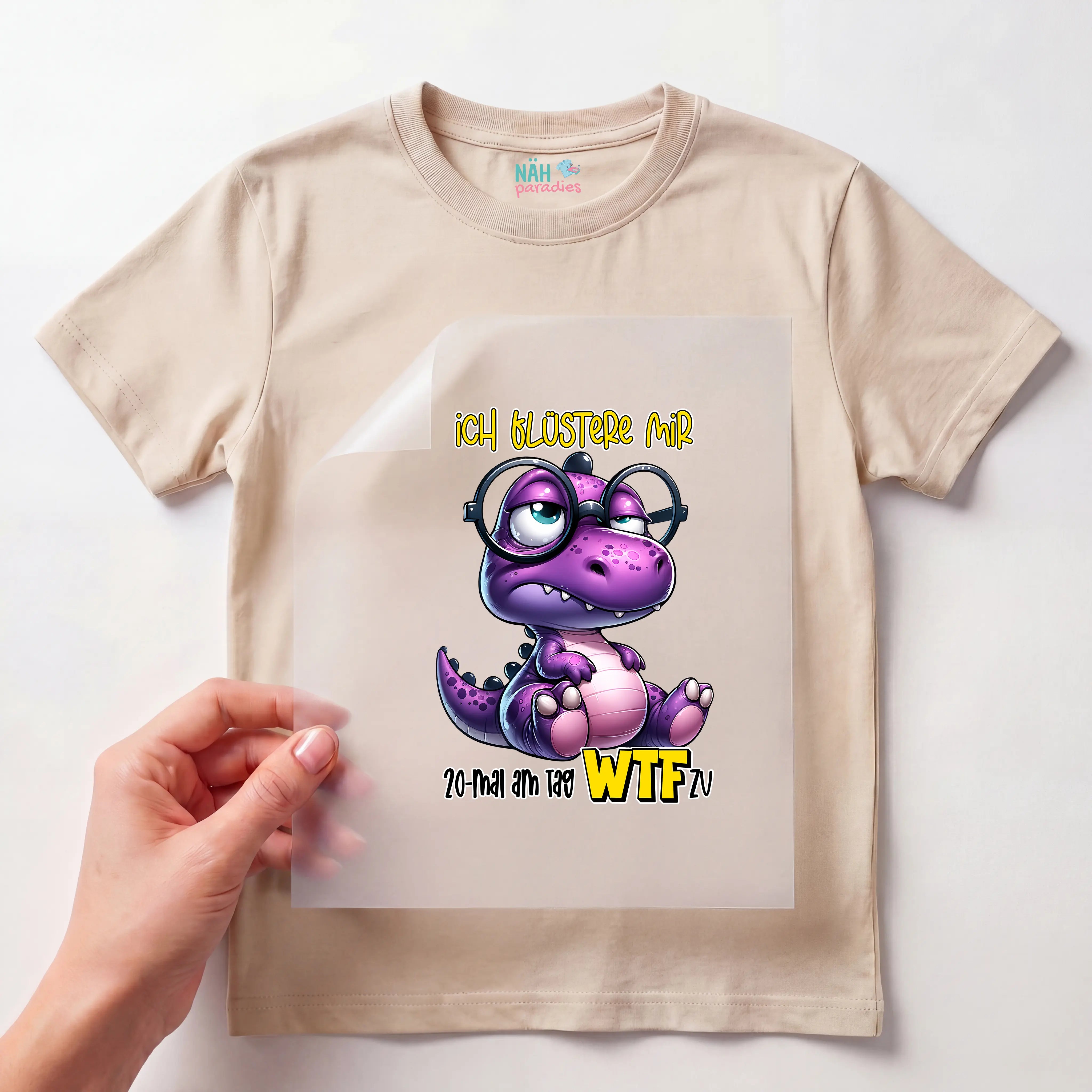 Bügelbild Lustiger Dino "WTF"