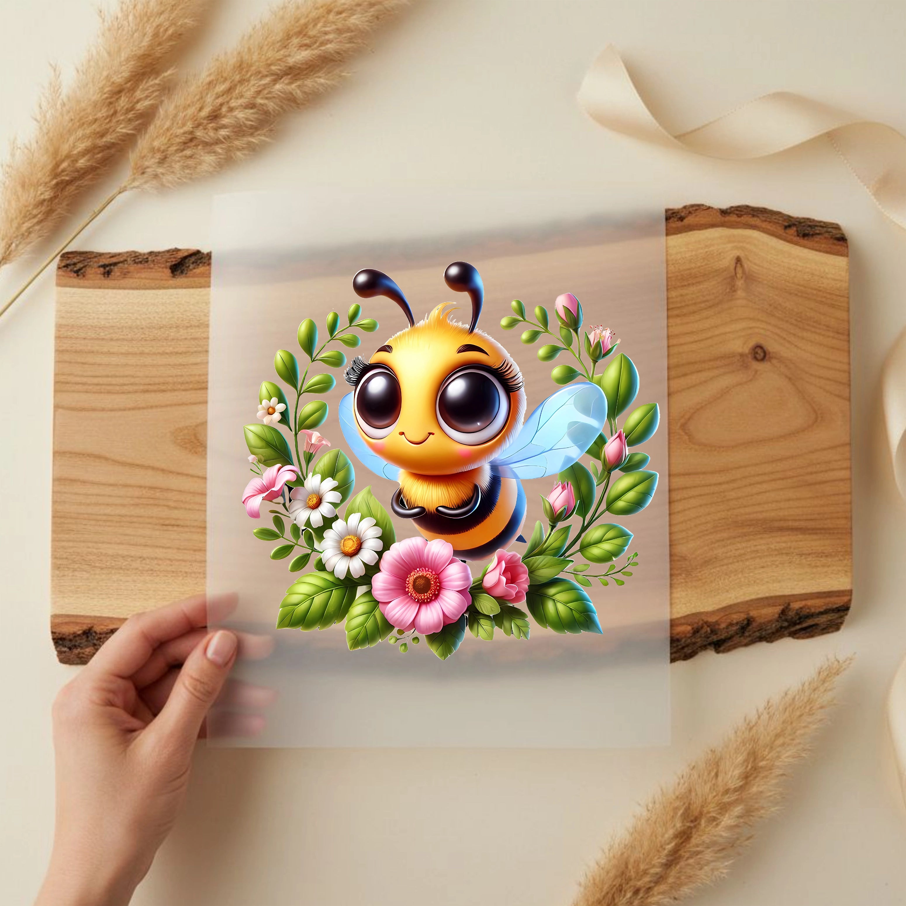 Bügelbild Biene Frühlingsgruß