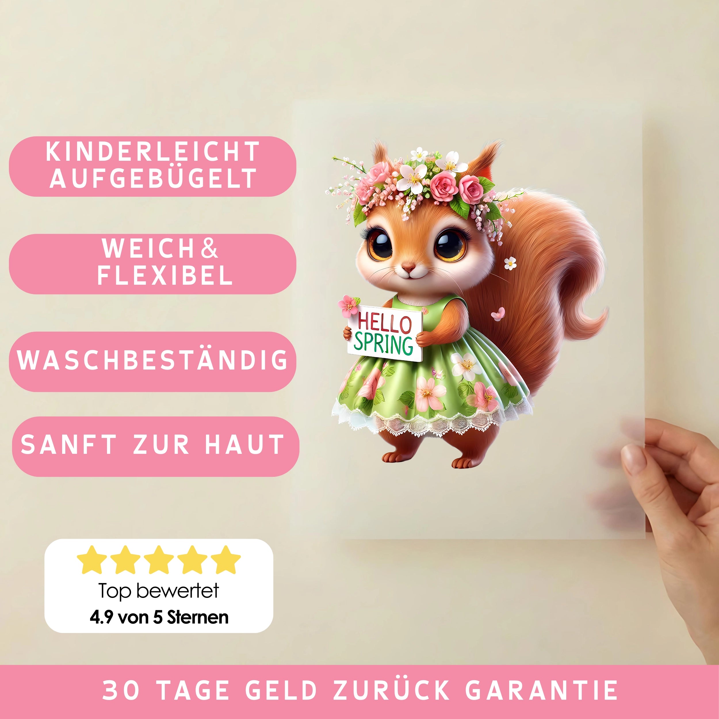Bügelbild Eichhörnchen Frühling