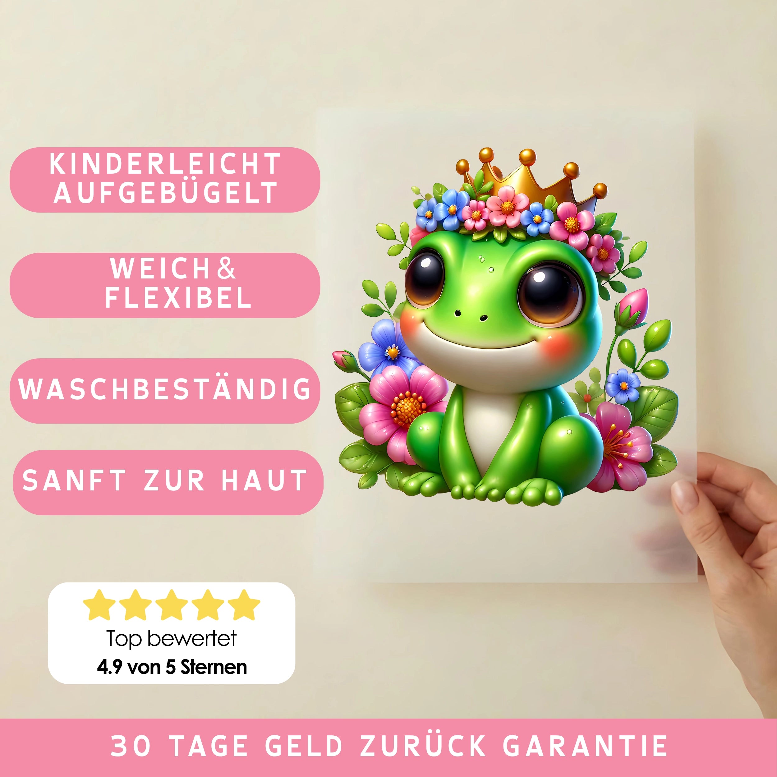 Bügelbild Frosch Blumenprinz