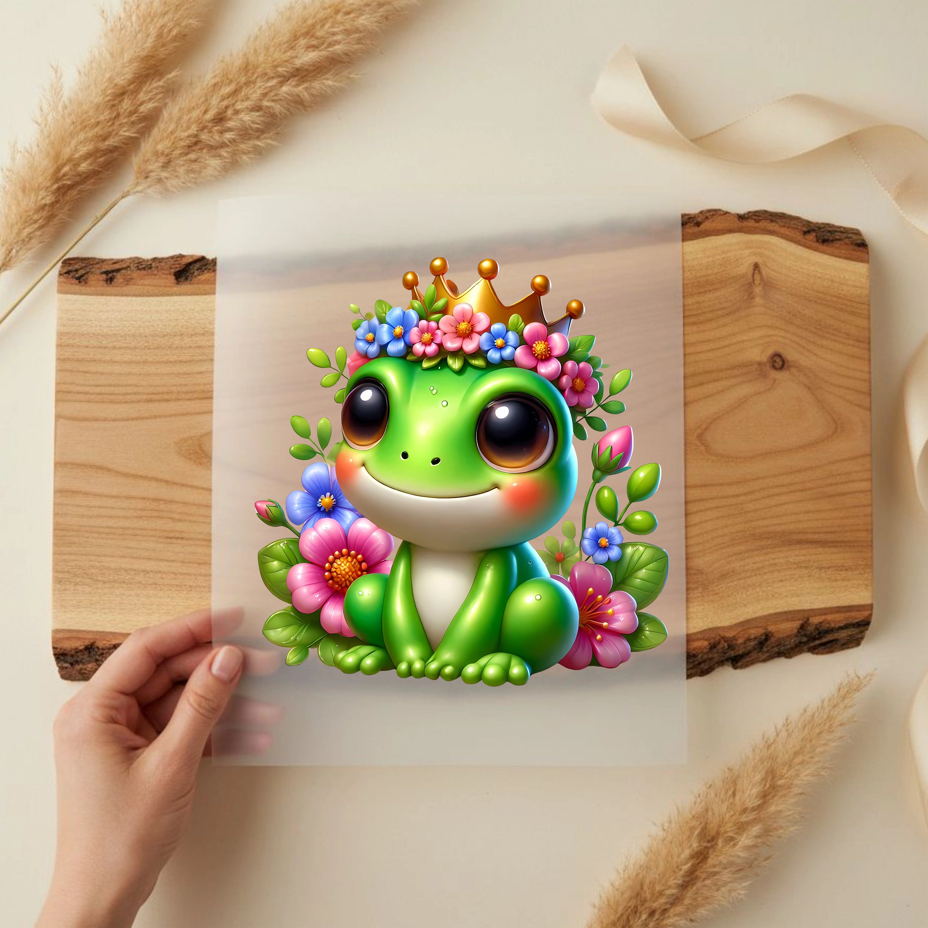 Bügelbild Frosch Blumenprinz