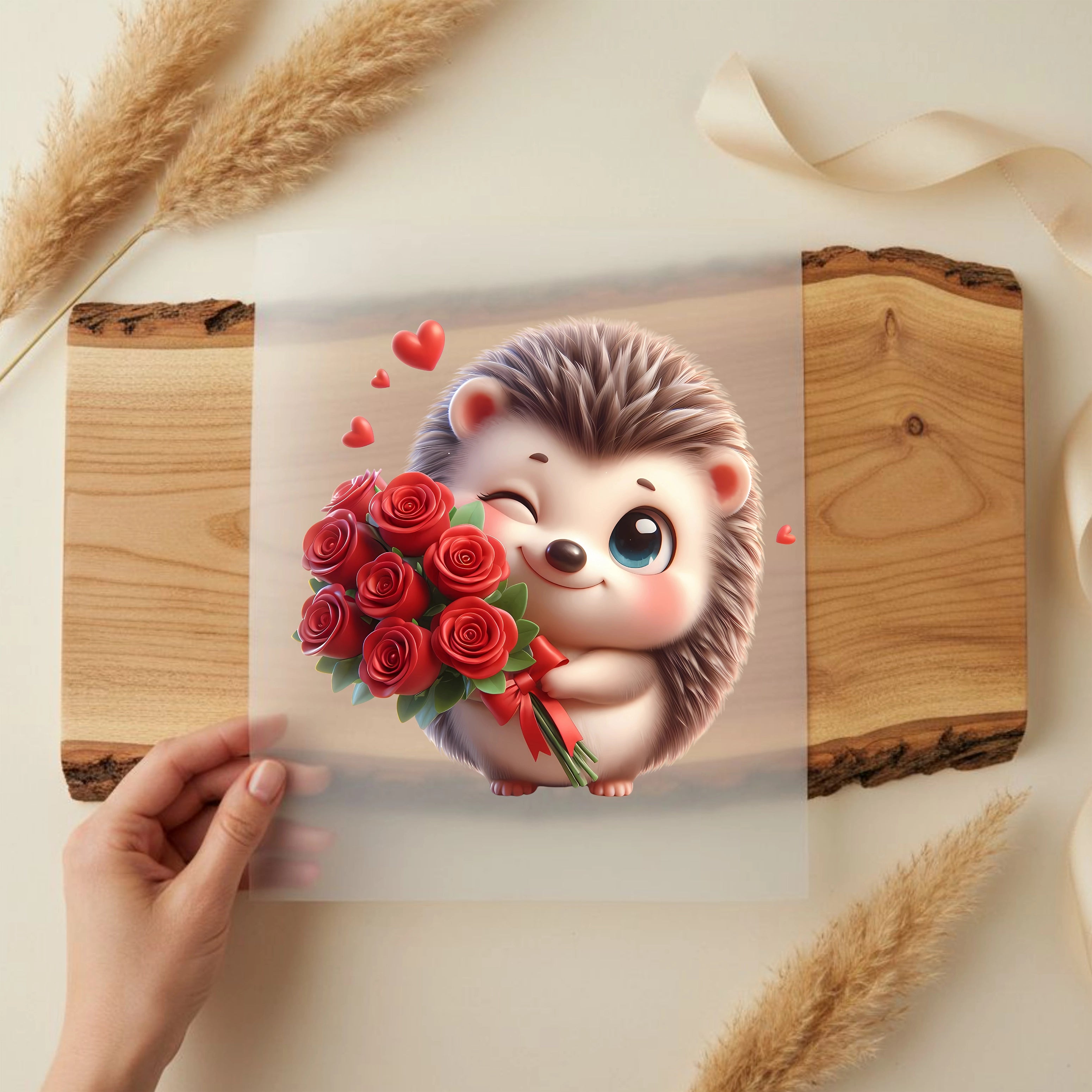 Bügelbild Igel Blumenstrauß Lina