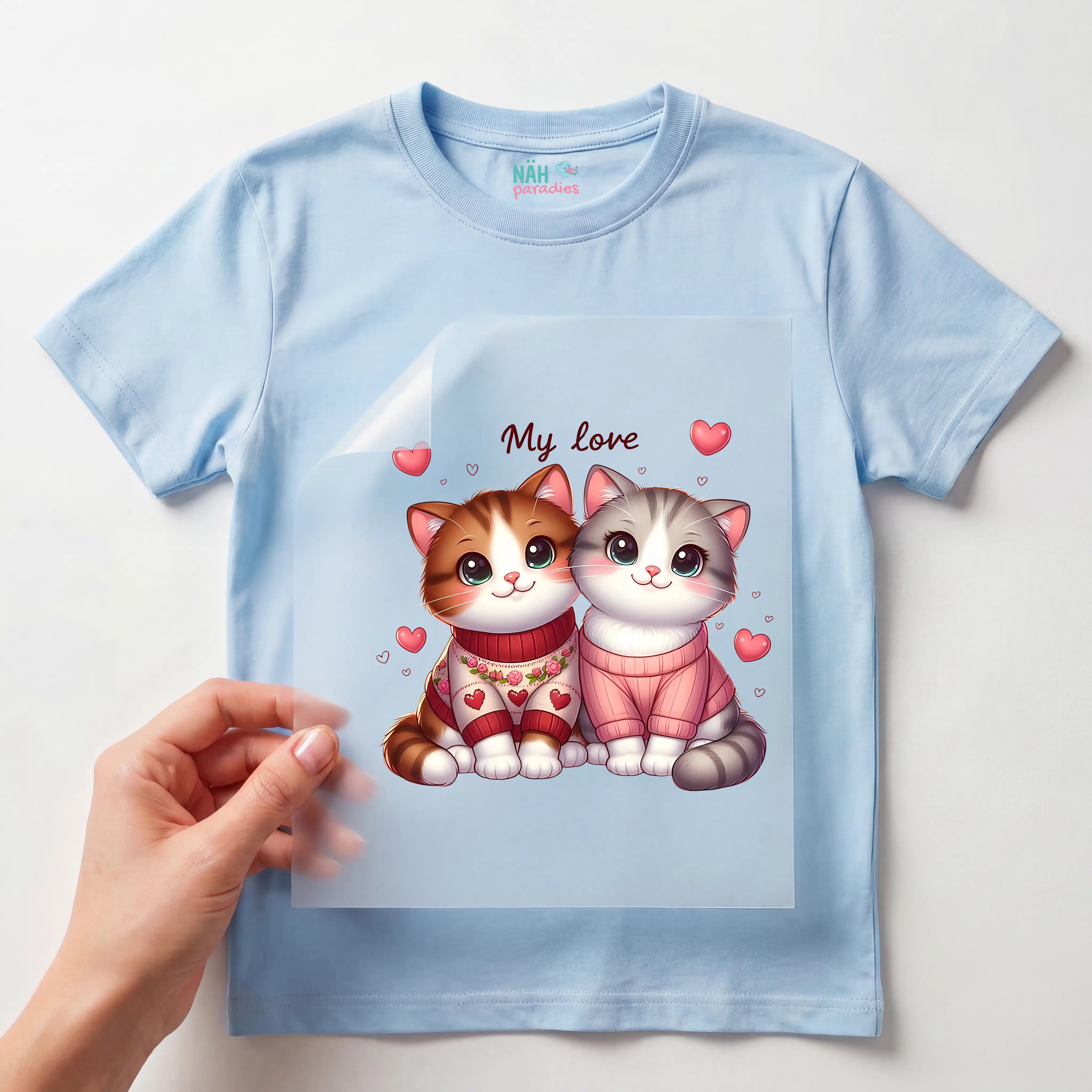 Bügelbild Katzen Schmusepaar