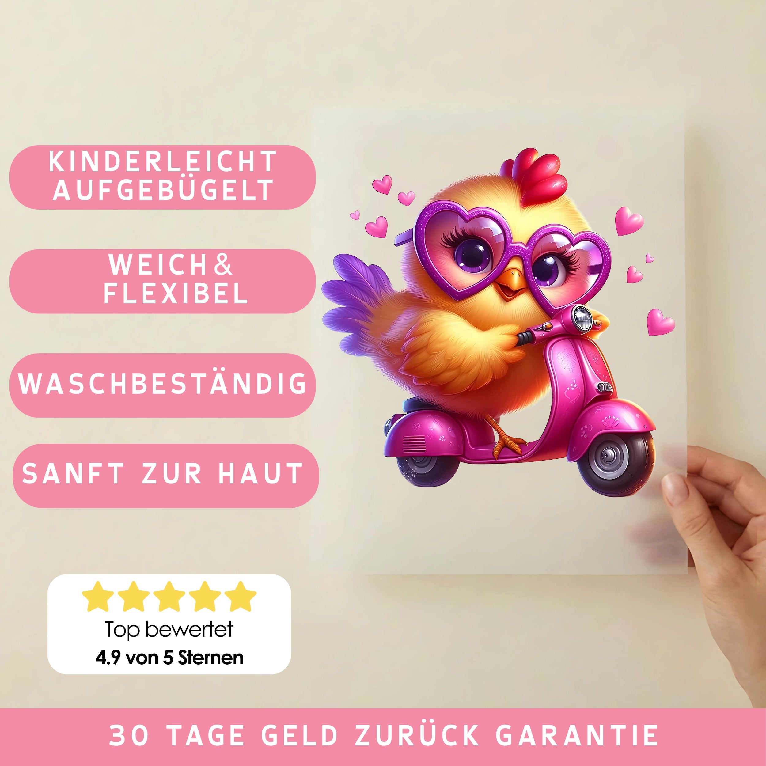 Bügelbild Küken Rollerliebe Pia