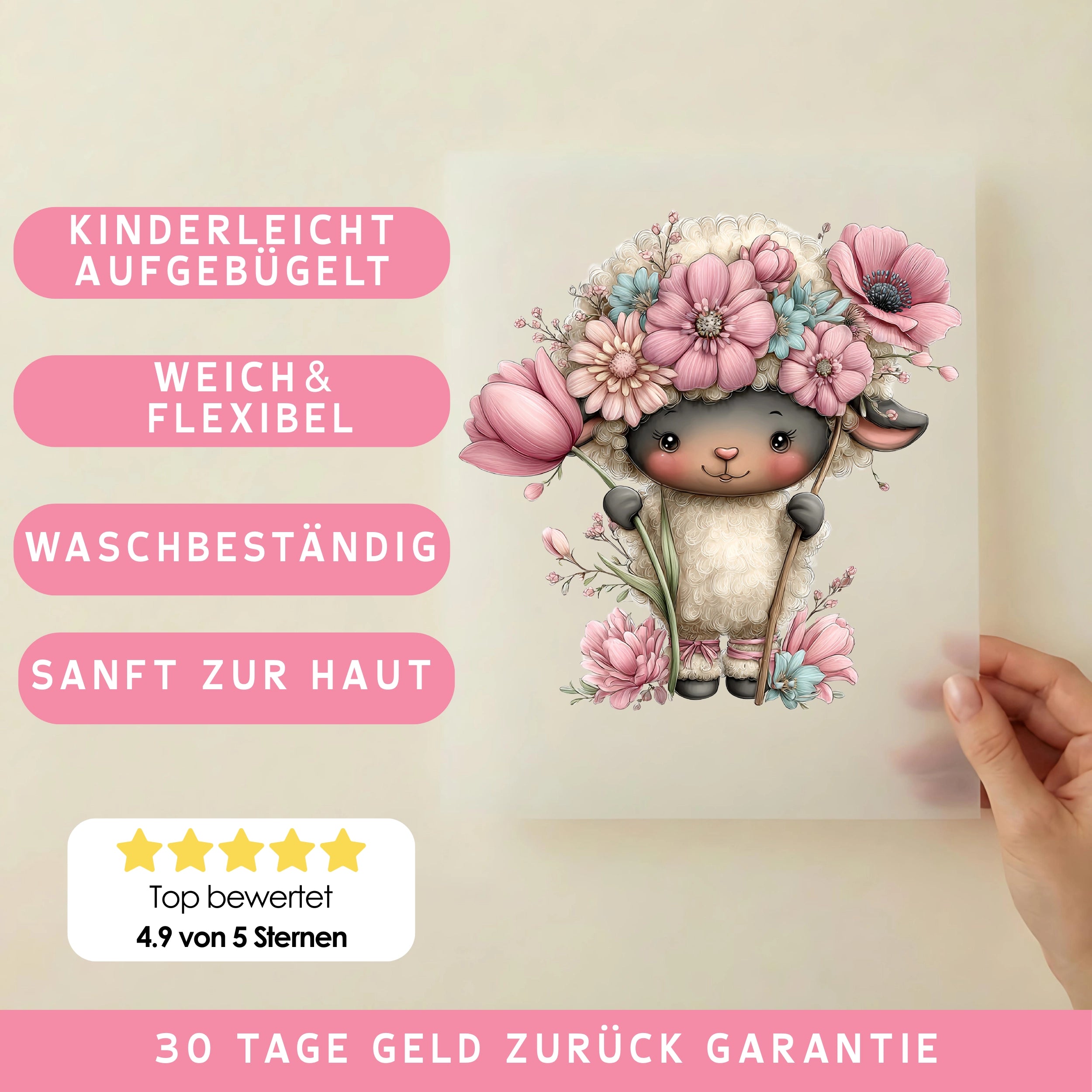 Bügelbild Lamm Frühlingsglück Ella