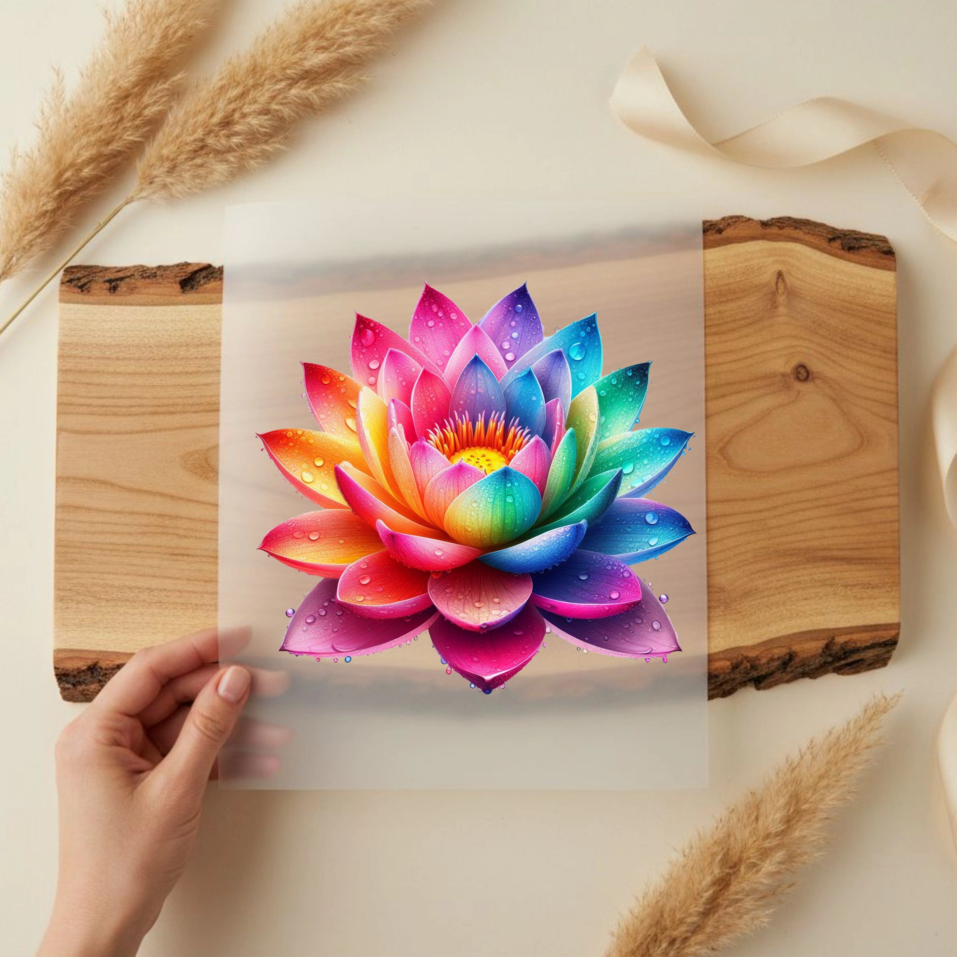 Bügelbild Lotus Farbentraum