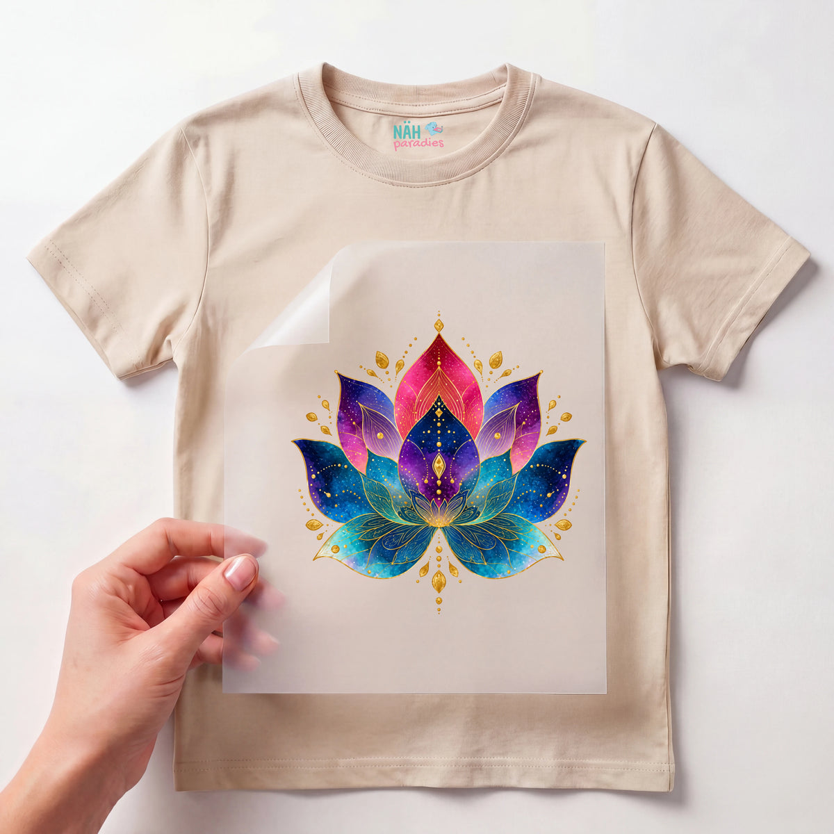 Bügelbild Lotus Galaxie Bunt