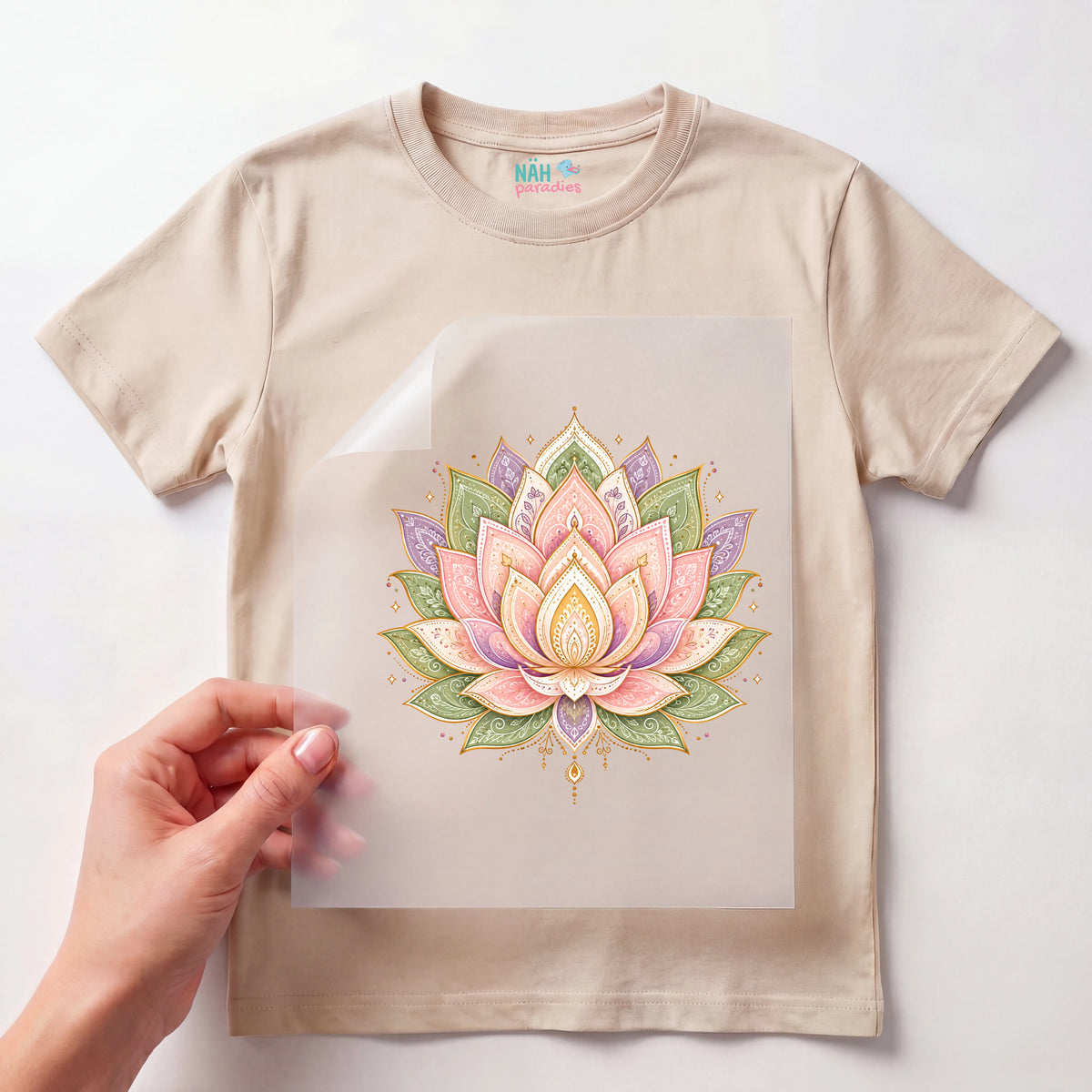 Bügelbild Lotus Mandala Pastell