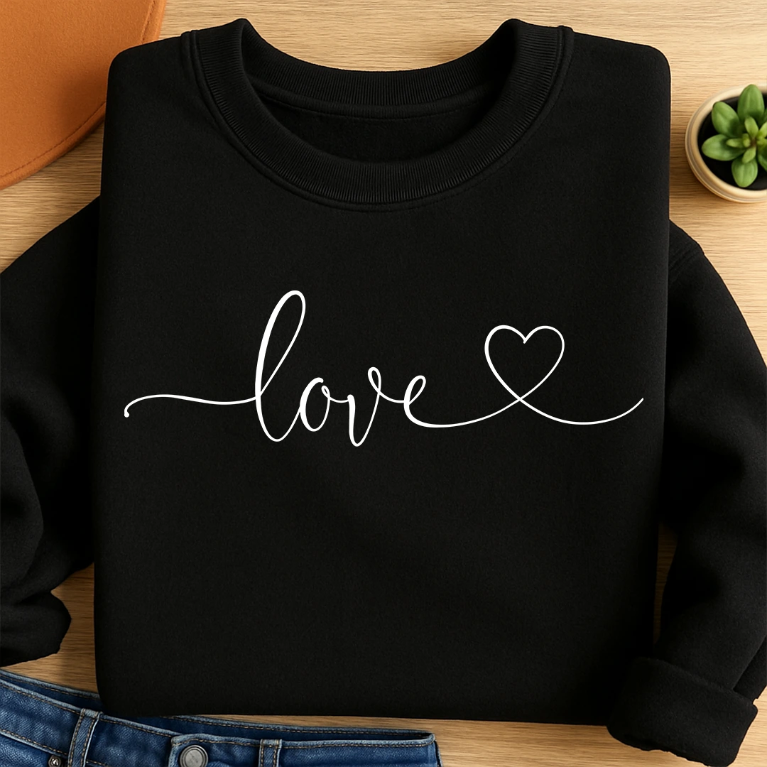 Bügelbild Love Herz Weiss