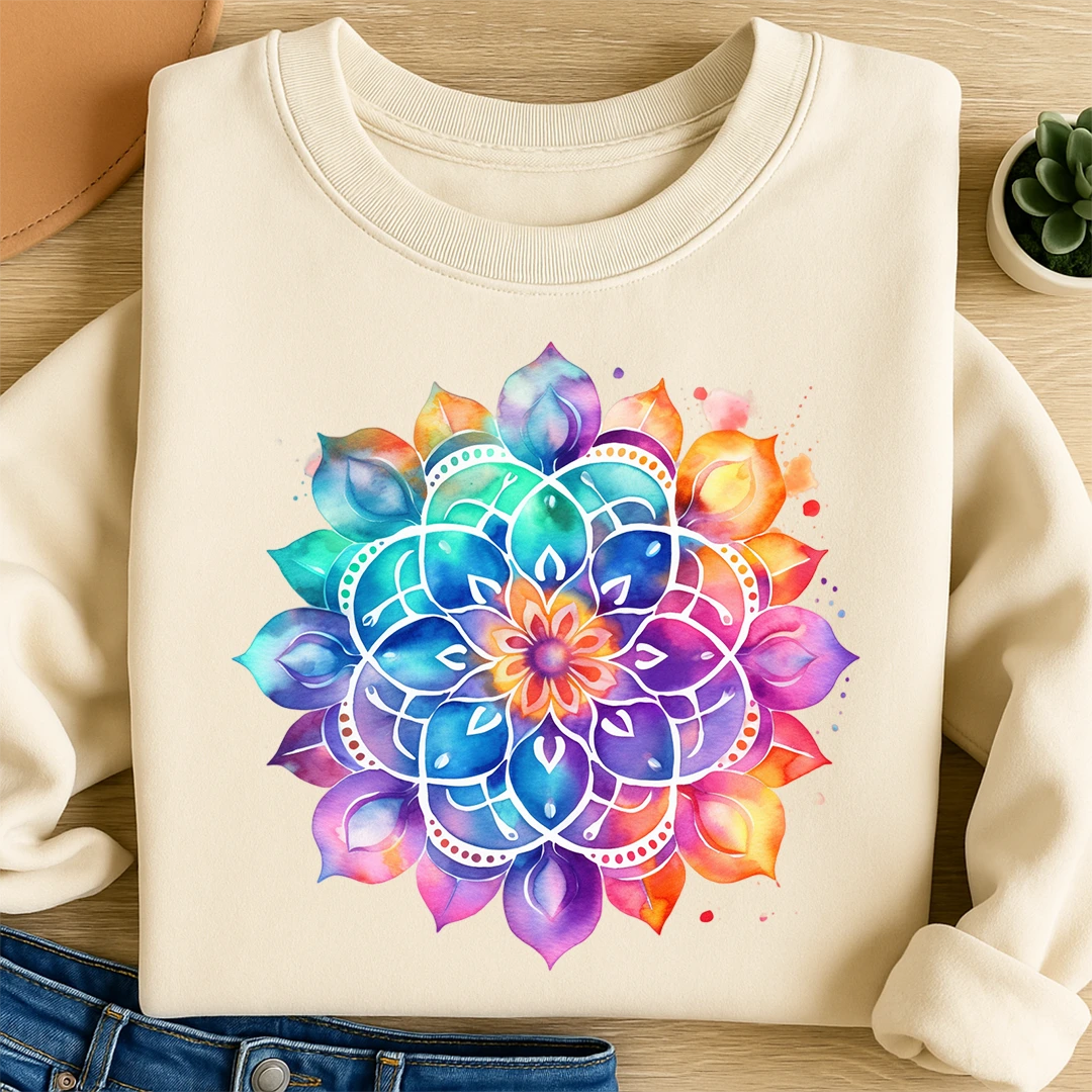 Bügelbild Mandala Lotus Bunt
