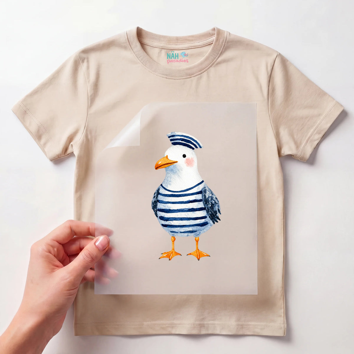 Bügelbild Möwe Matrose Aquarell