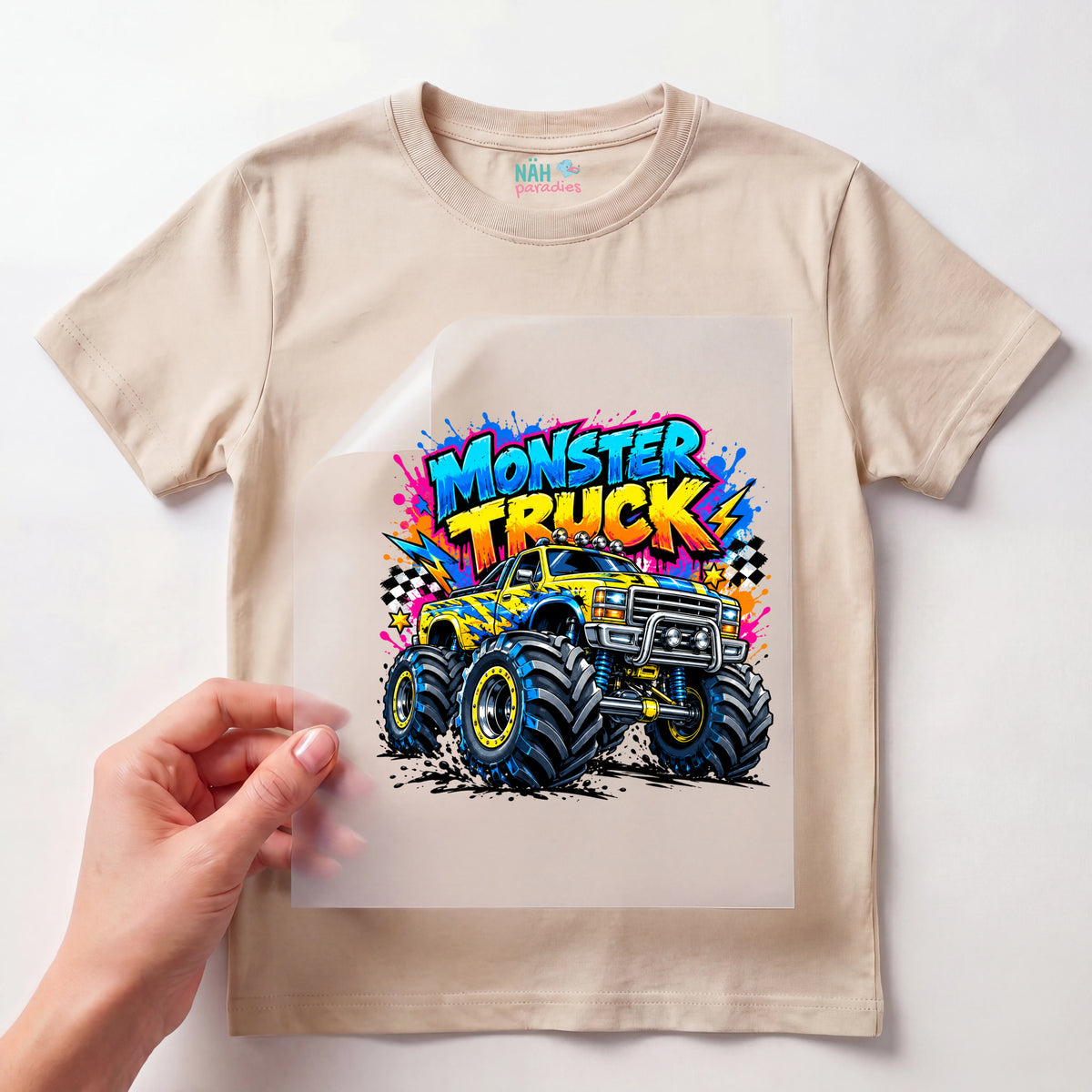 Bügelbild Monster Truck Gelb