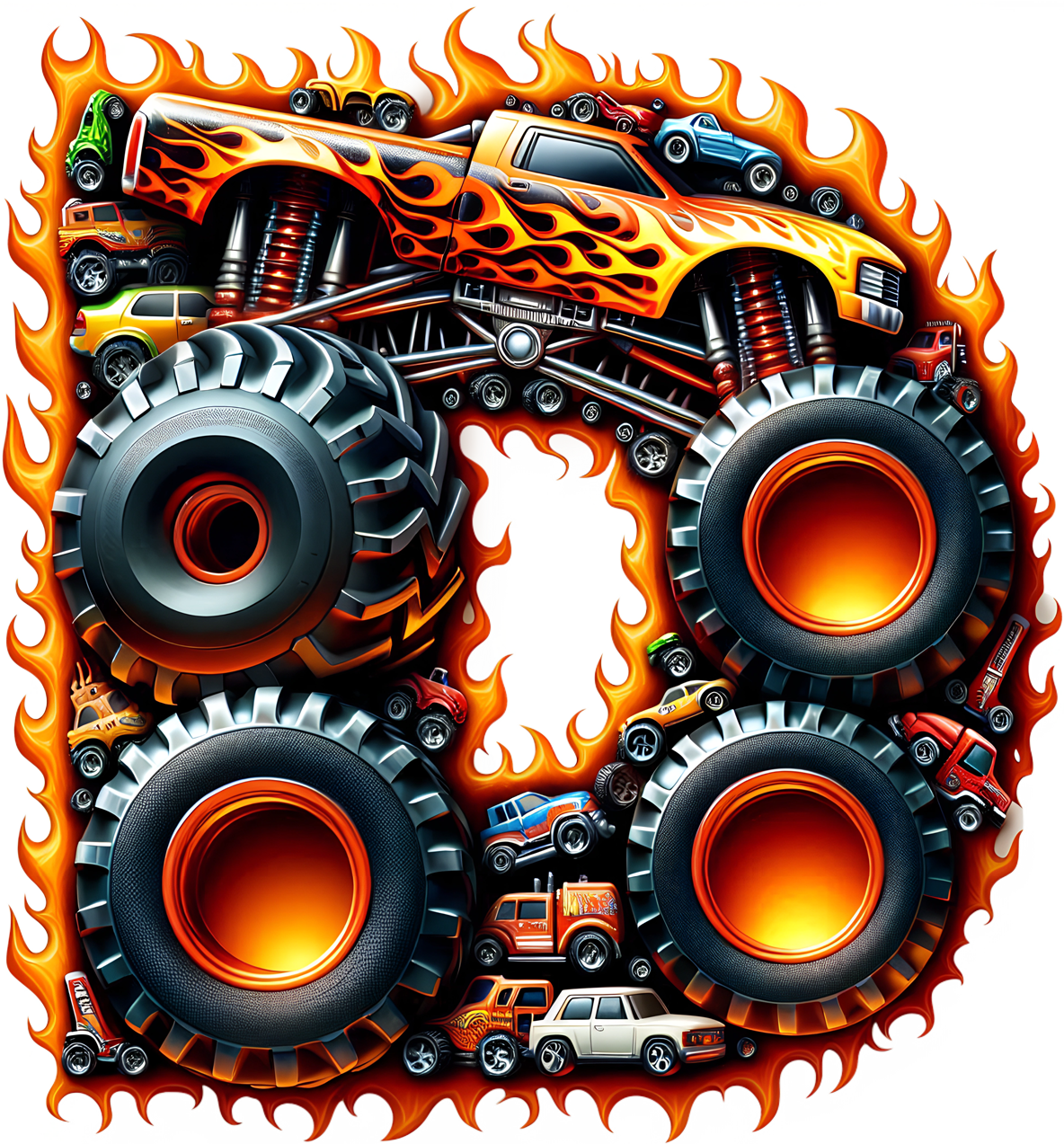 Bügelbild Monstertruck Buchstaben Alphabet