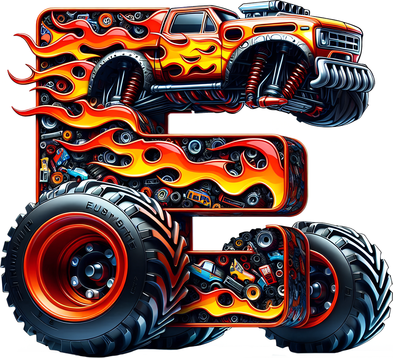 Bügelbild Monstertruck Buchstaben Alphabet