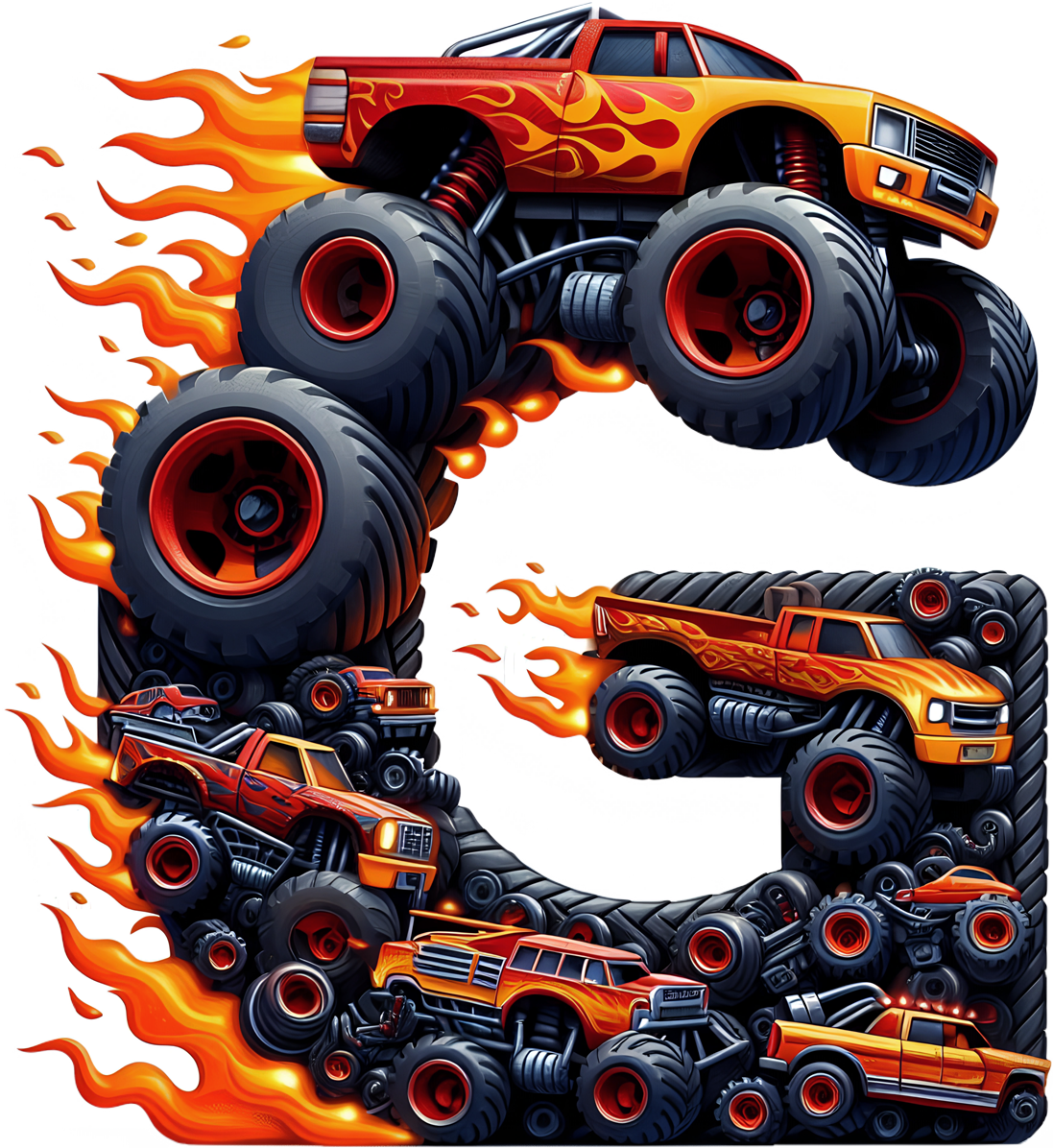 Bügelbild Monstertruck Buchstaben Alphabet