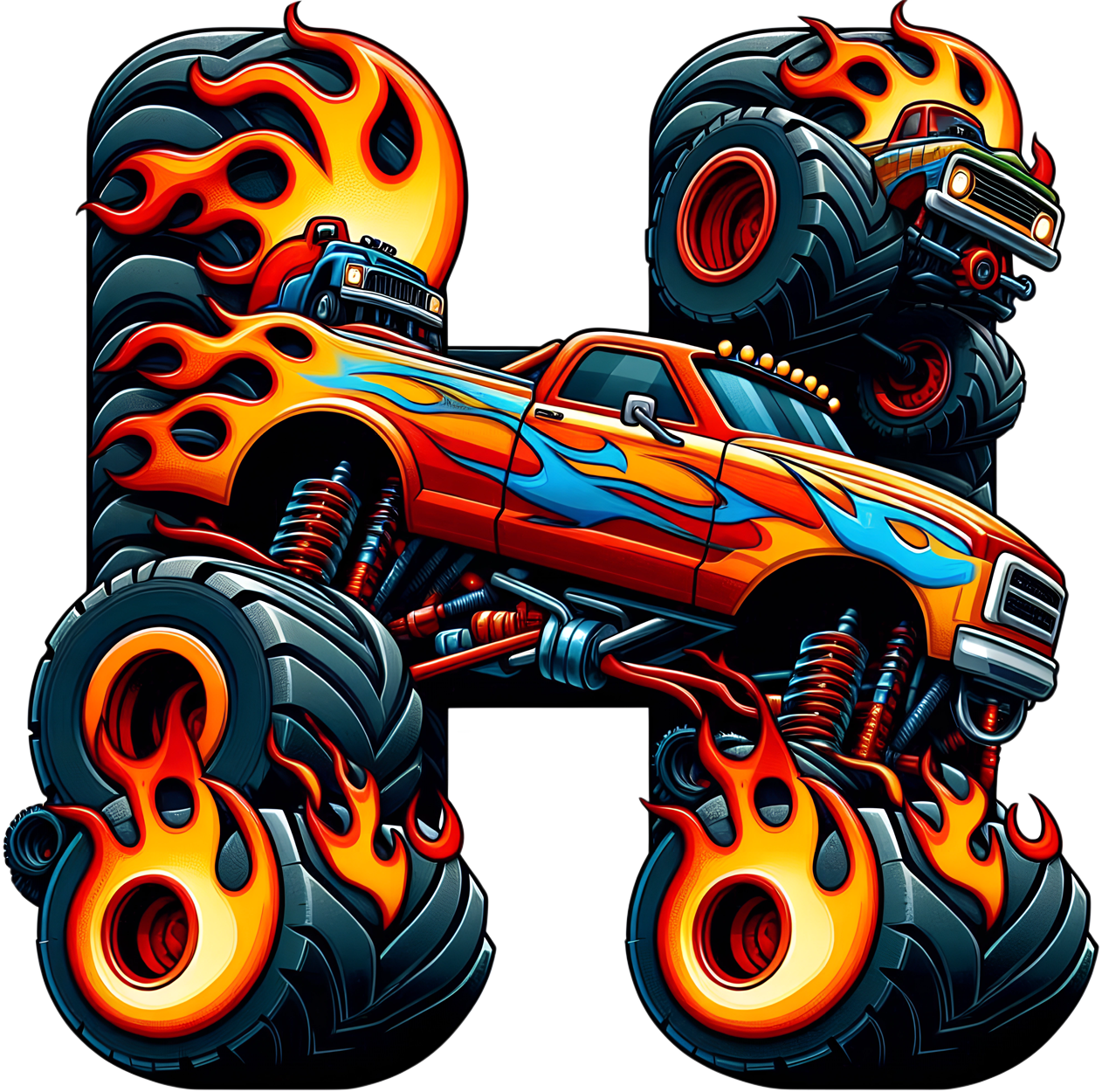 Bügelbild Monstertruck Buchstaben Alphabet