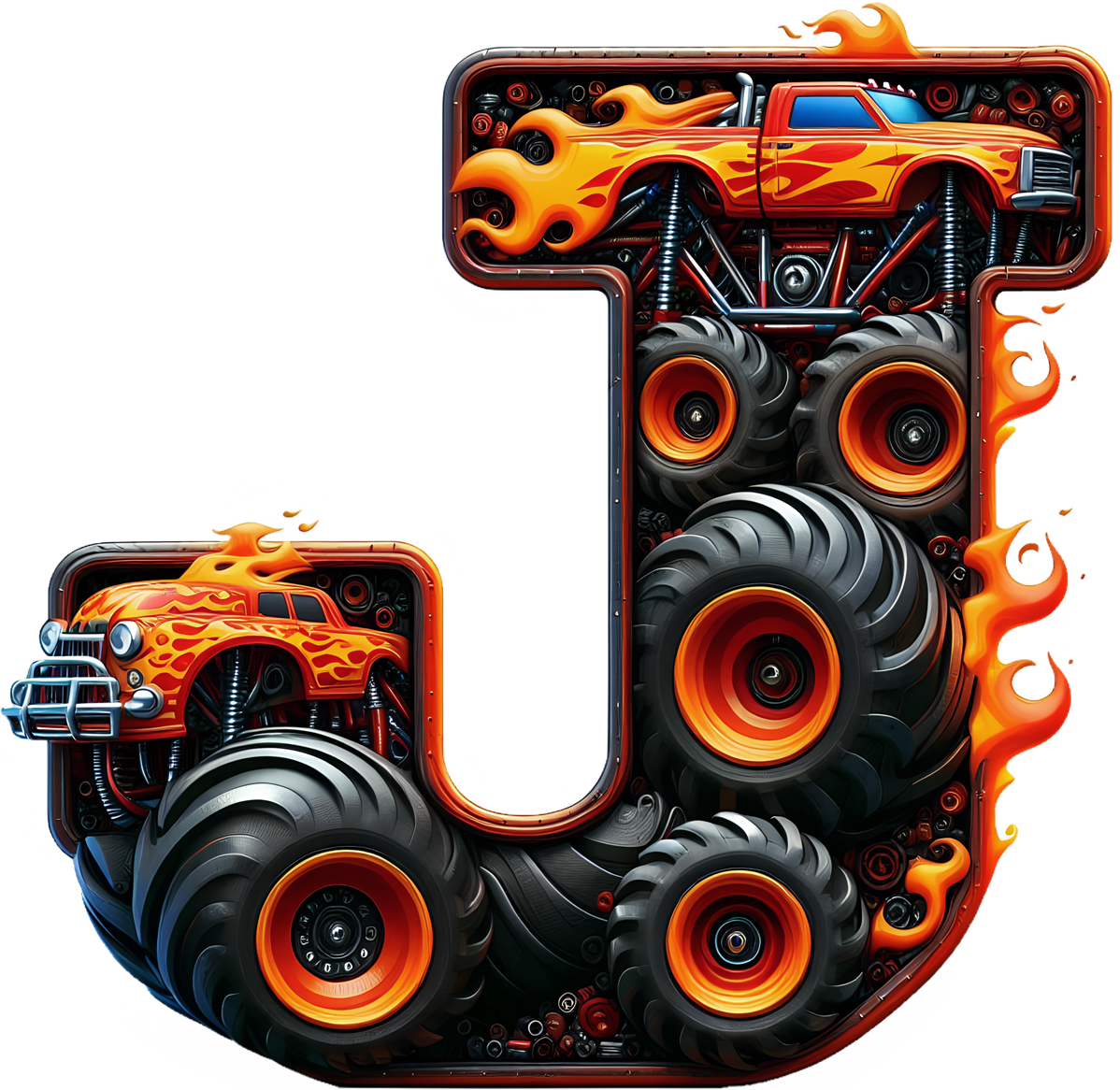 Bügelbild Monstertruck Buchstaben Alphabet