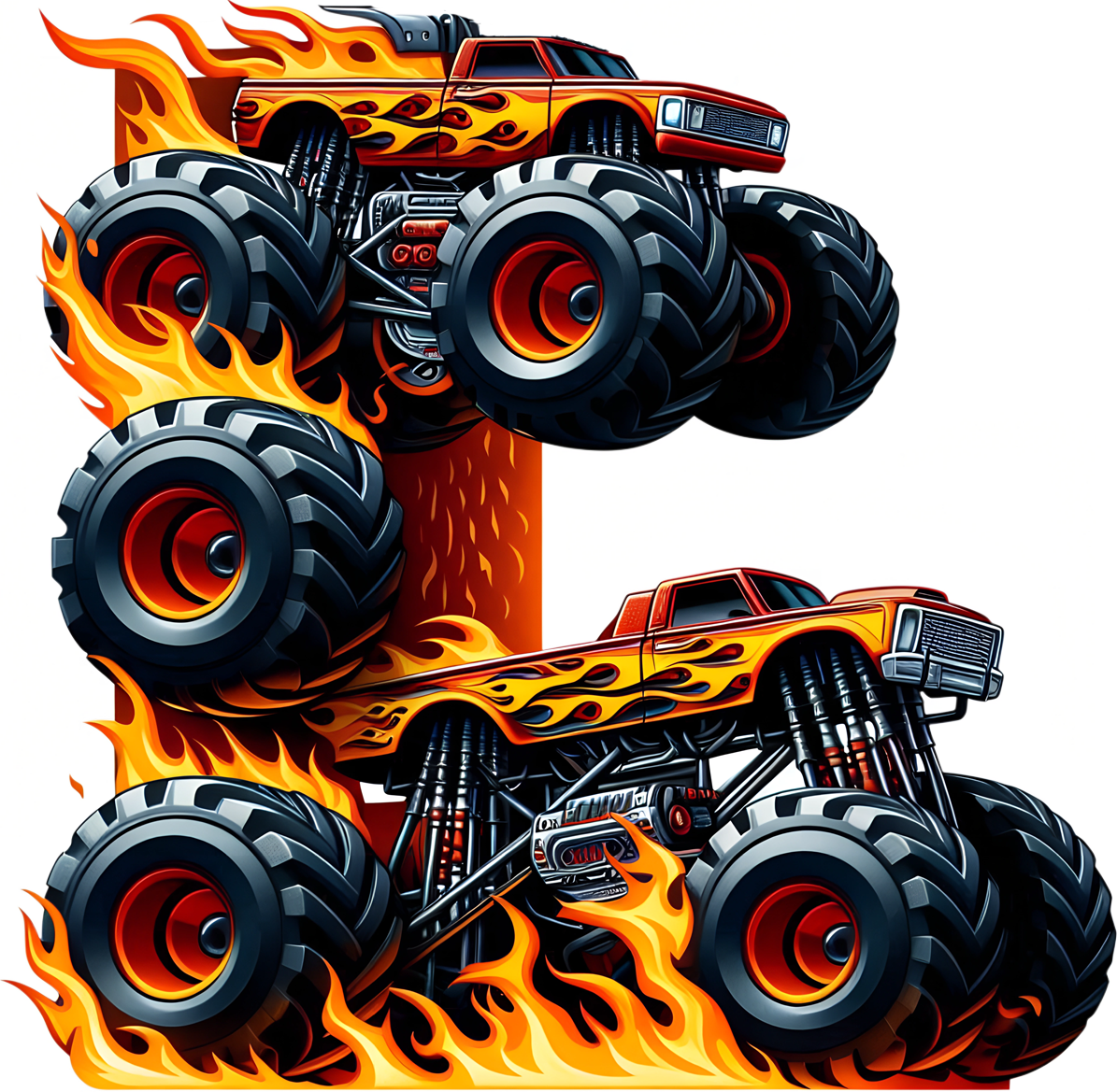 Bügelbild Monstertruck Buchstaben Alphabet