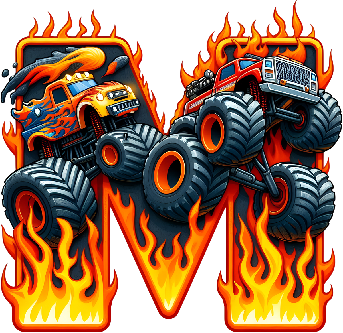 Bügelbild Monstertruck Buchstaben Alphabet