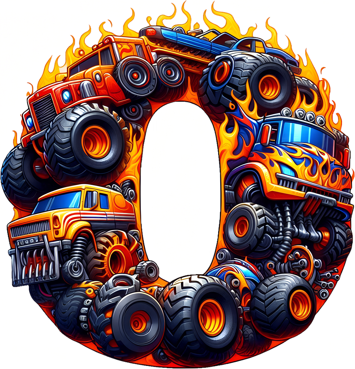 Bügelbild Monstertruck Buchstaben Alphabet