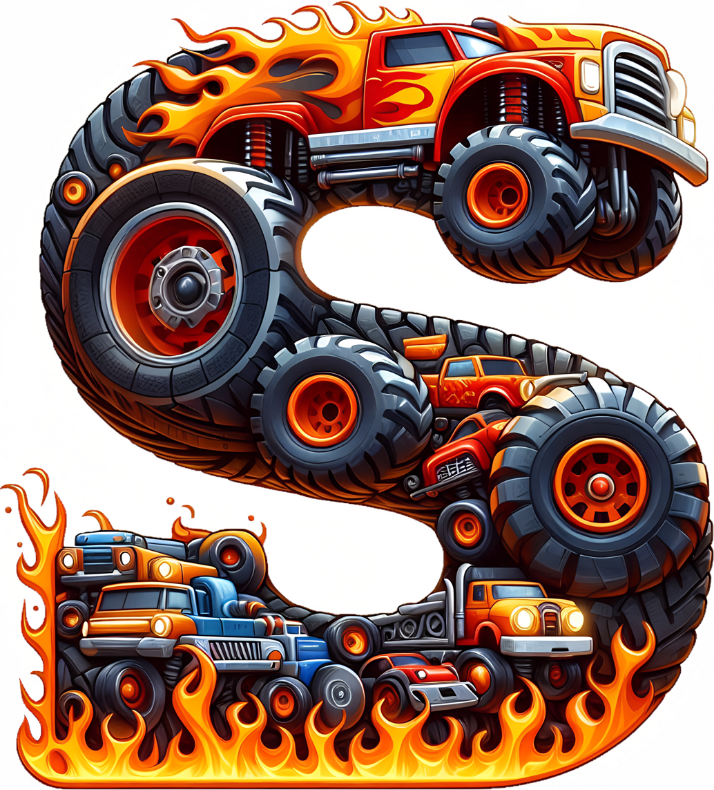 Bügelbild Monstertruck Buchstaben Alphabet