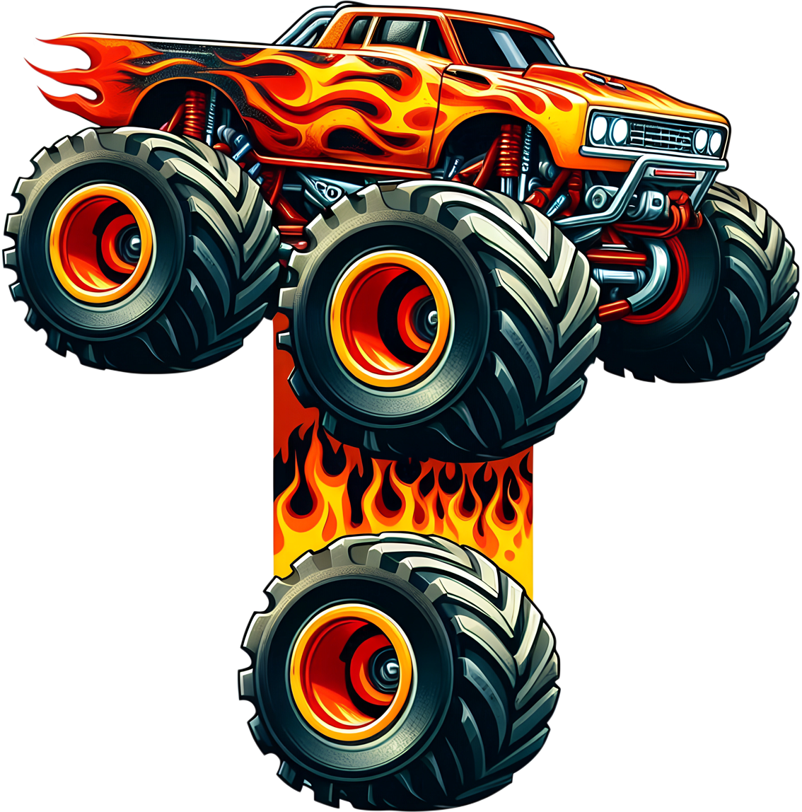 Bügelbild Monstertruck Buchstaben Alphabet