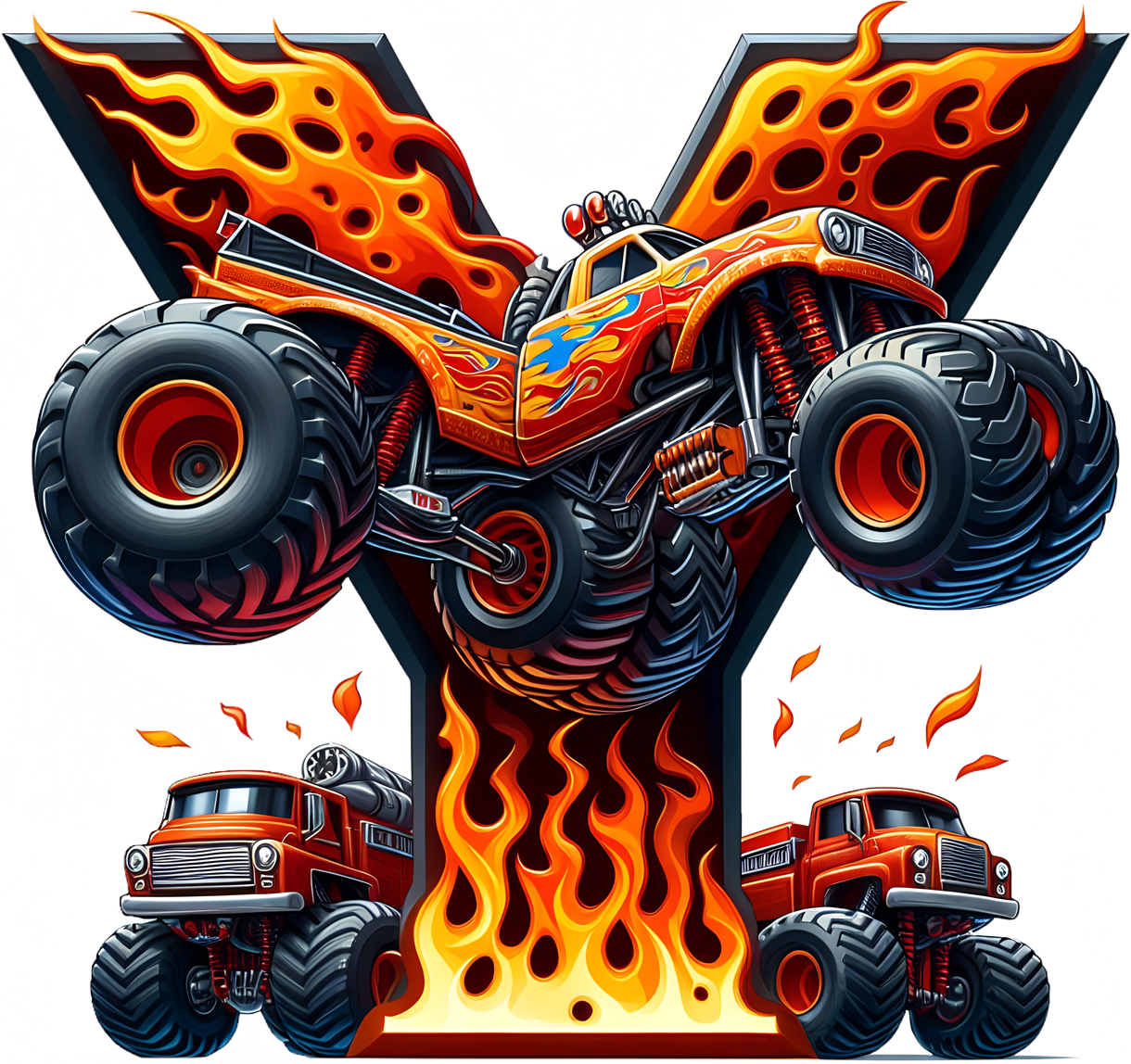 Bügelbild Monstertruck Buchstaben Alphabet