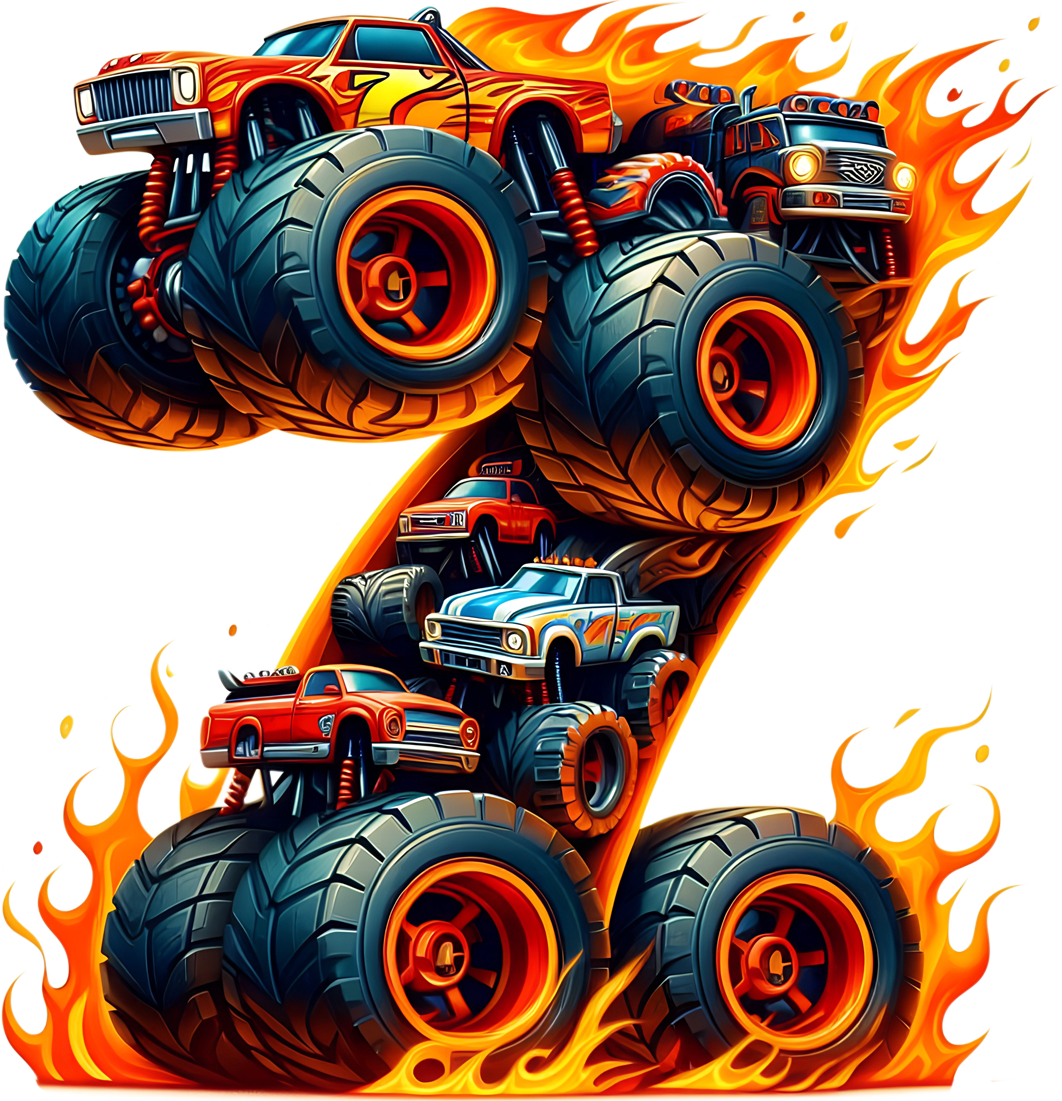 Bügelbild Monstertruck Buchstaben Alphabet